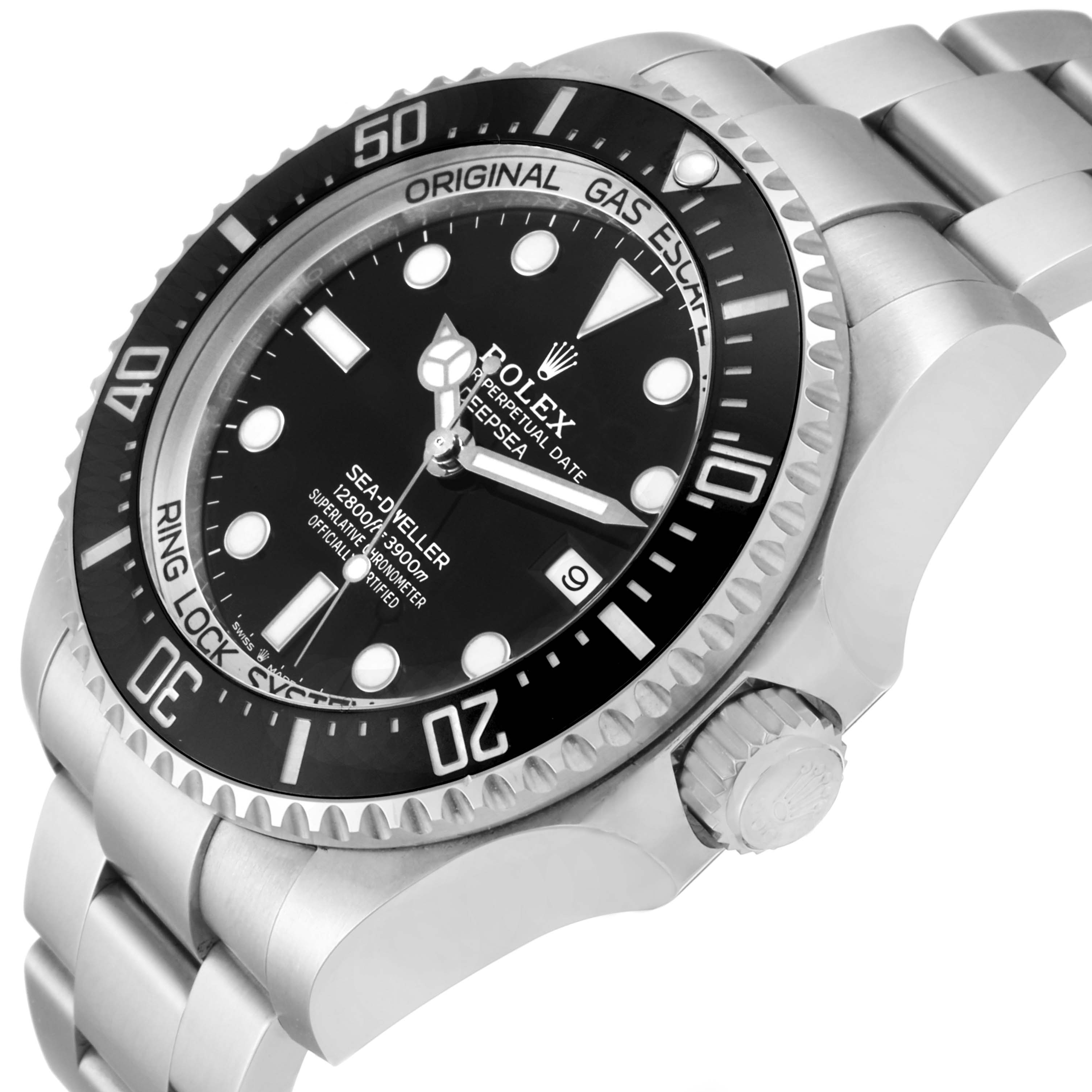 The image shows a Rolex Sea-Dweller 126660 Men
s Stainless Steel Black Dial 126660 Men
s Stainless Steel Black Dial watch at an angled perspective, highlighting the dial, bezel, and part of the bracelet.