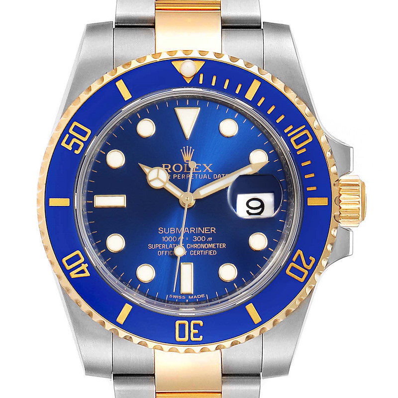 Rolex Submariner Blue Dial Steel Yellow Gold Mens Watch 116613 Box Card  SwissWatchExpo