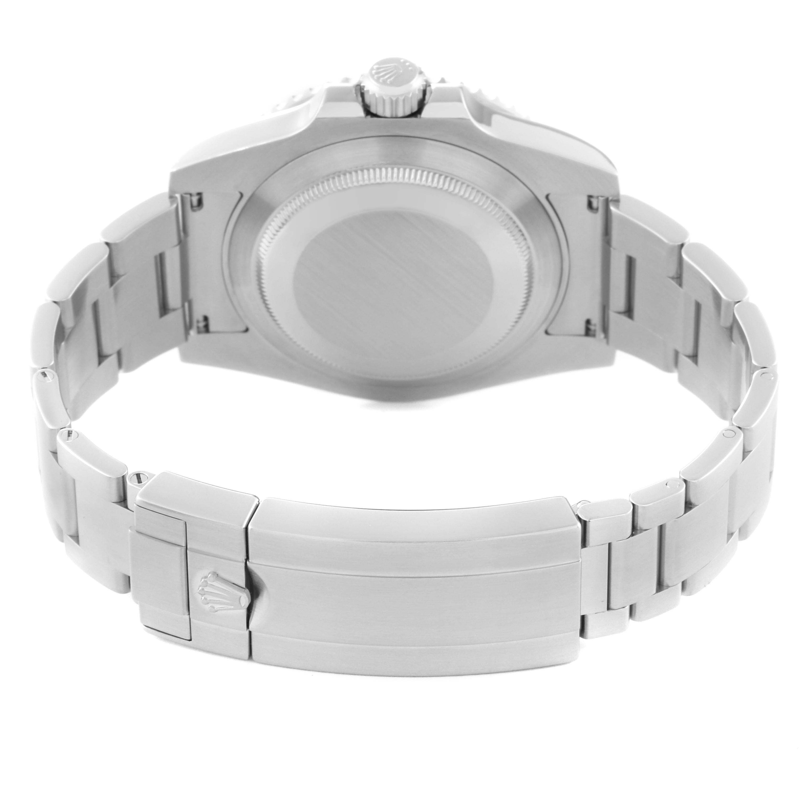 The image shows the backside and bracelet of a Rolex Submariner 116610LN Men
s Stainless Steel Black Dial 116610LN Men
s Stainless Steel Black Dial watch, including its clasp and crown.