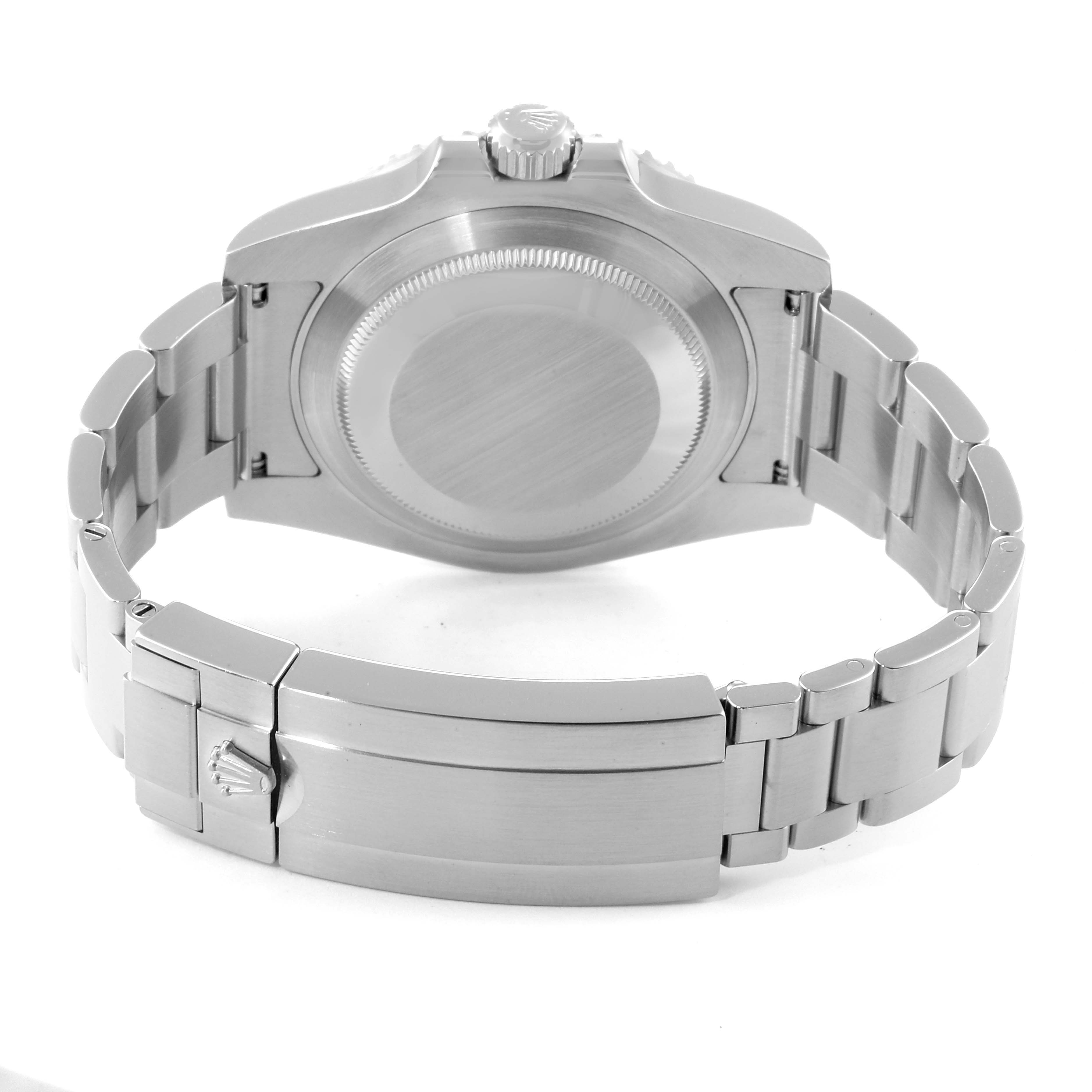 The image shows the back case and bracelet of a Rolex Submariner 116610LV Men's Stainless Steel Green Dial 116610LV Men's Stainless Steel Green Dial watch, viewed from the rear.