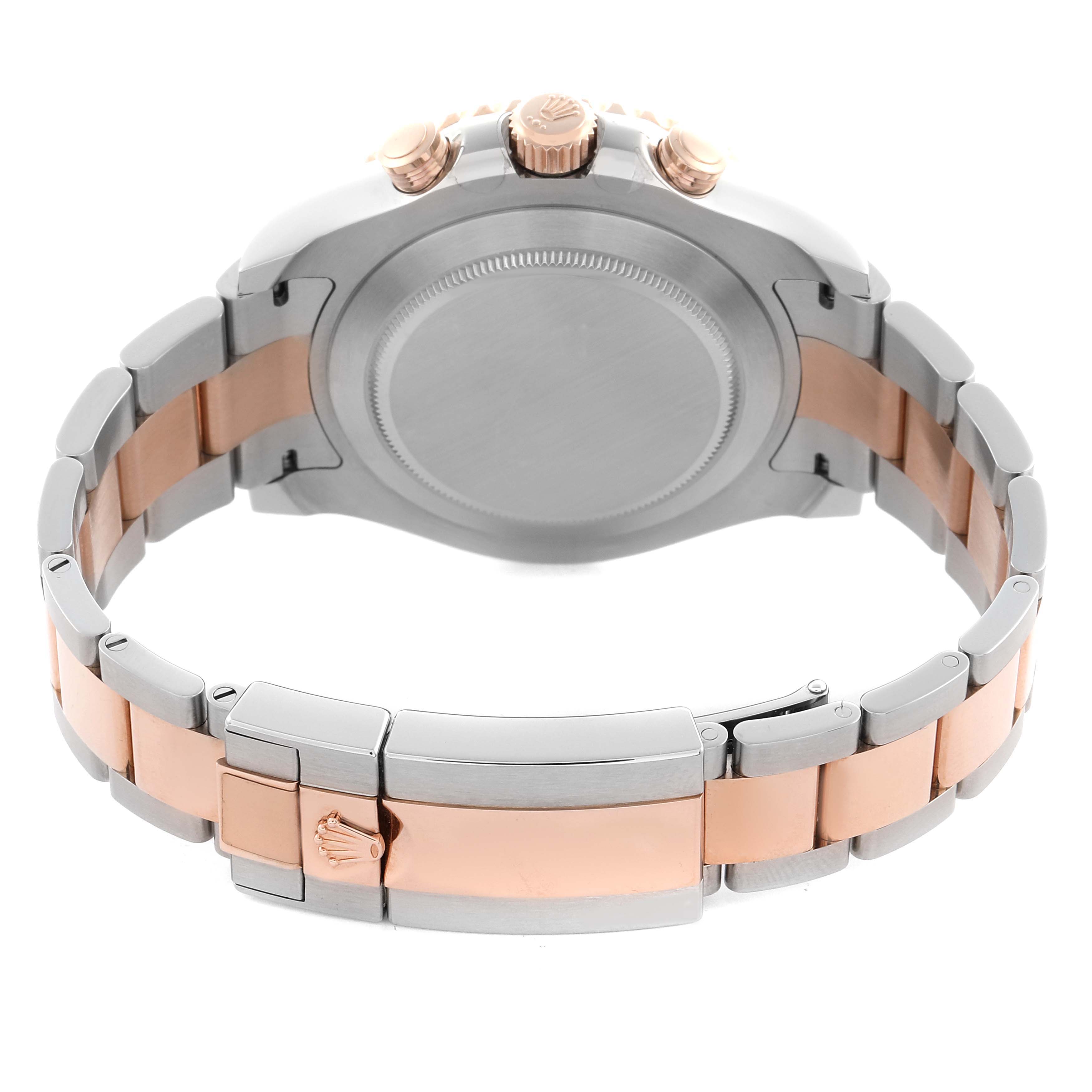 The image shows the back view of the Rolex Yacht-Master 116681 Men
s Steel and Gold (two tone) White Dial 116681 Men
s Steel and Gold (two tone) White Dial watch, highlighting the case back, crown, and two-tone bracelet.