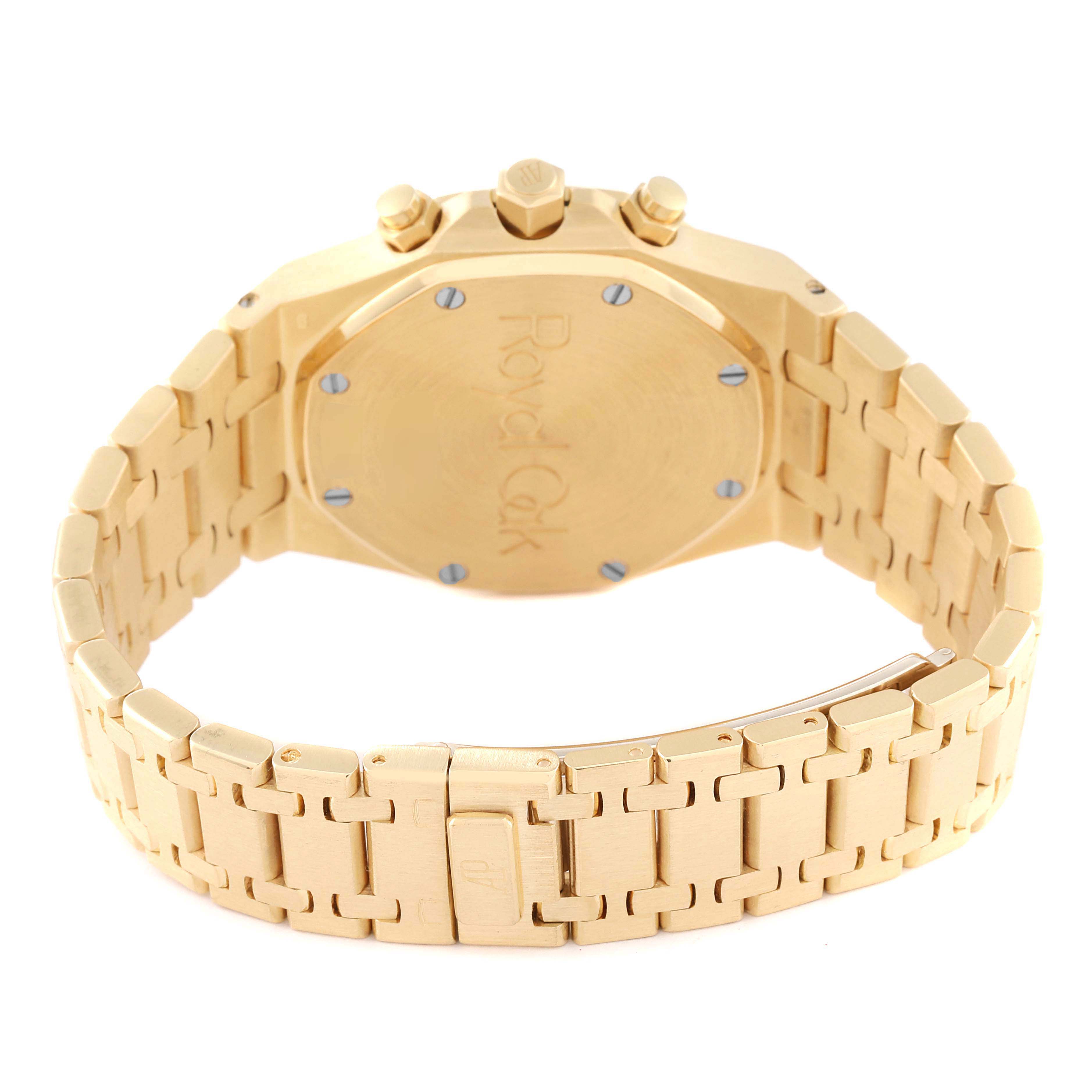 This image shows the back case, bracelet, and clasp of the Audemars Piguet Royal Oak 25860BA.OO.1110BA.01 Men's Yellow Gold Black Dial 25860BA.OO.1110BA.01 Men's Yellow Gold Black Dial watch.