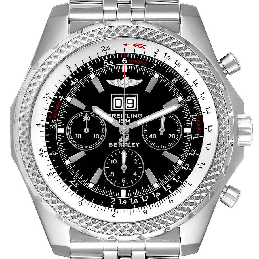 Breitling Bentley Motors 6.75 Black Dial Chronograph Mens Watch A44362 Papers SwissWatchExpo