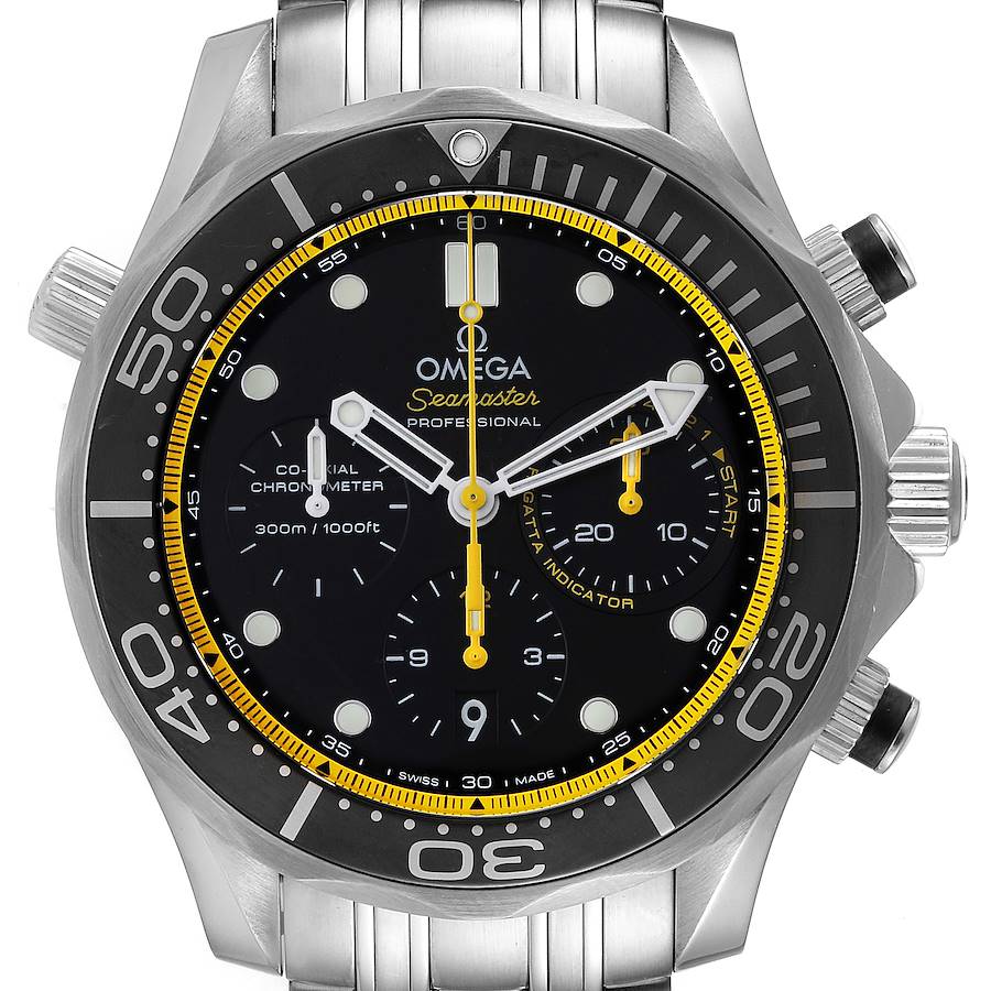 Omega Seamaster Regatta Yellow Hands Mens Watch 212.30.44.50.01.002 SwissWatchExpo