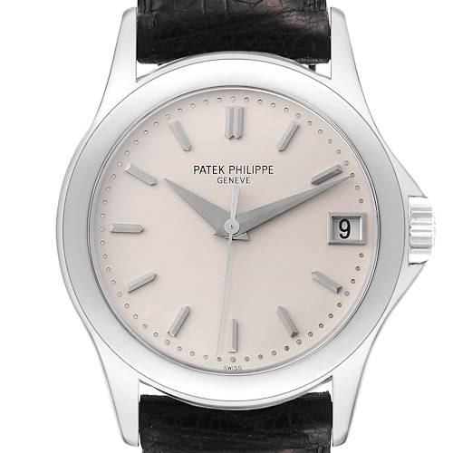 Photo of Patek Philippe Calatrava 18k White Gold Silver Dial Mens Watch 5107 Box Papers
