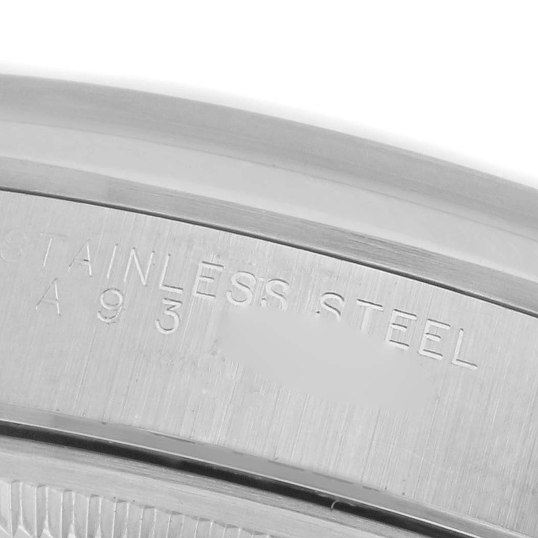 The image shows a close-up of the side engraving on a stainless steel Rolex Air-King 14000 Men's Stainless Steel Black Dial 14000 Men's Stainless Steel Black Dial watch case.