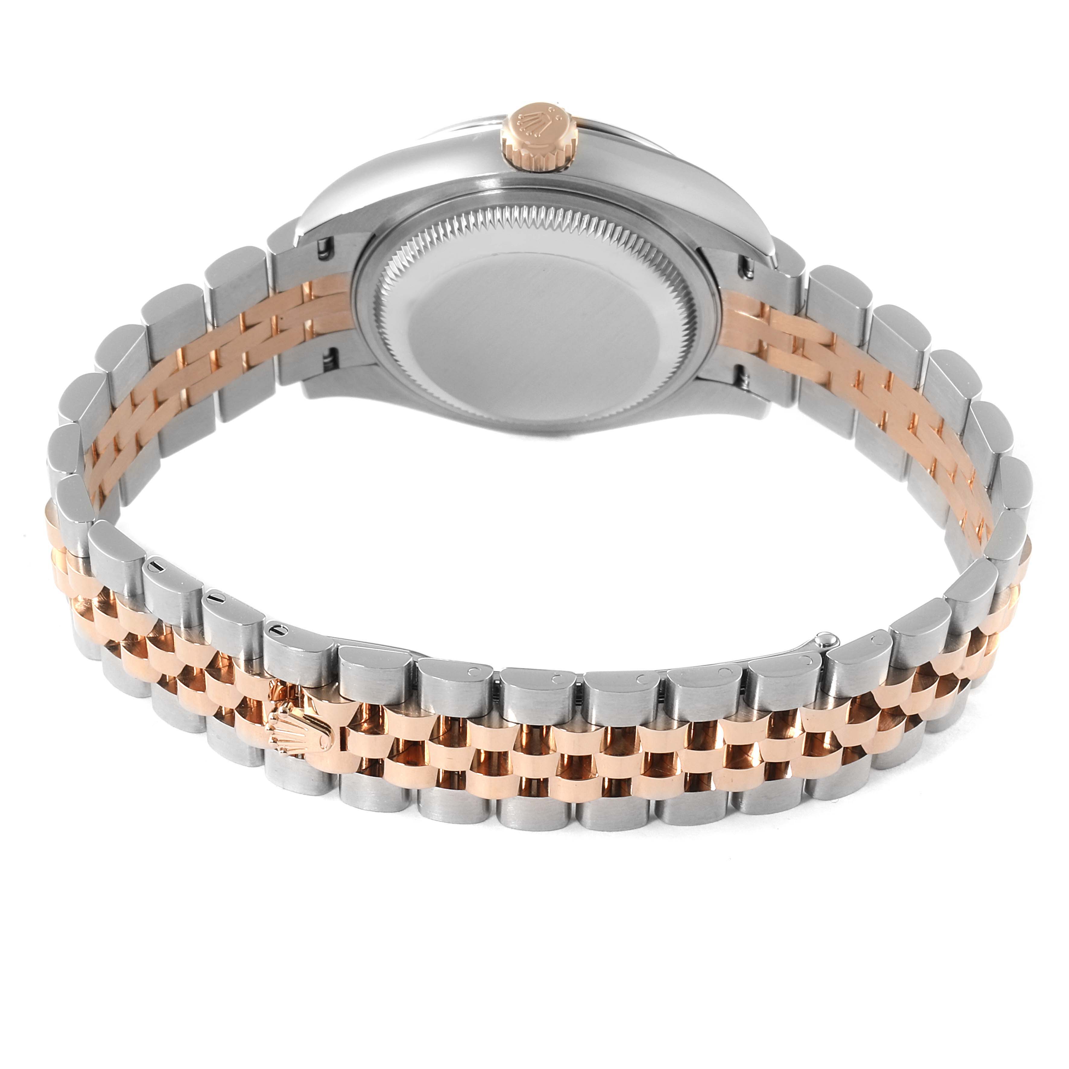 The image shows the case back and two-tone bracelet of a Rolex Datejust 279171 Women's Steel and Gold (two tone) White Dial 279171 Women's Steel and Gold (two tone) White Dial watch from a rear angle.