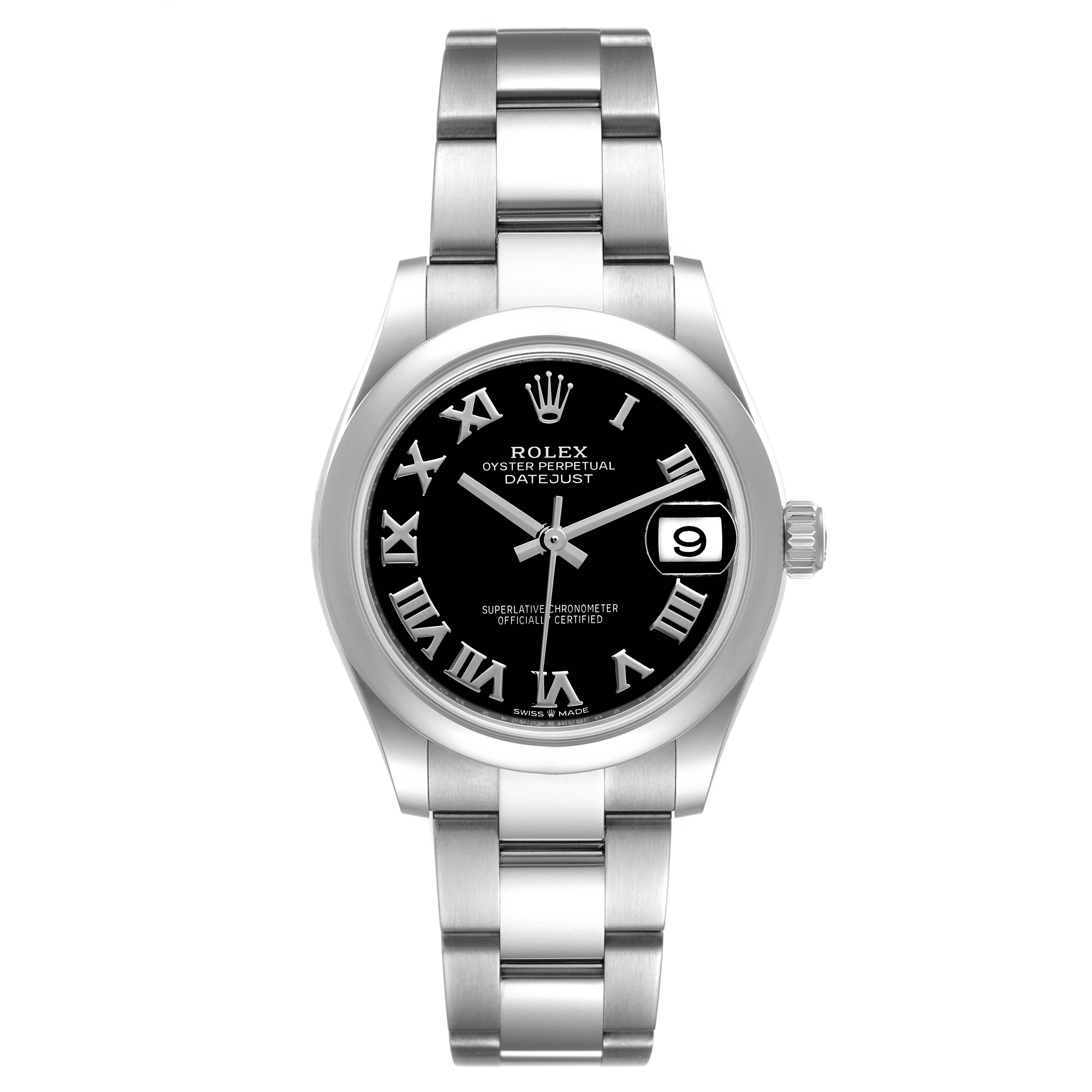 The image shows a Rolex Datejust Mid-Size watch from a top-down angle, displaying the dial, bracelet, and bezel.