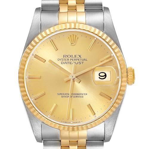 Photo of Rolex Datejust 36 Steel Yellow Gold Champagne Dial Mens Watch 16233