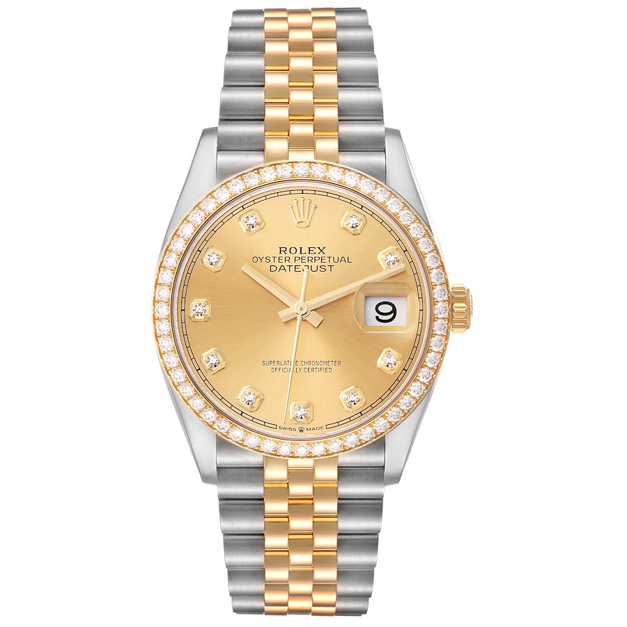 Rolex Datejust 36 Steel Yellow Gold Diamond Dial Mens Watch 126283 ...