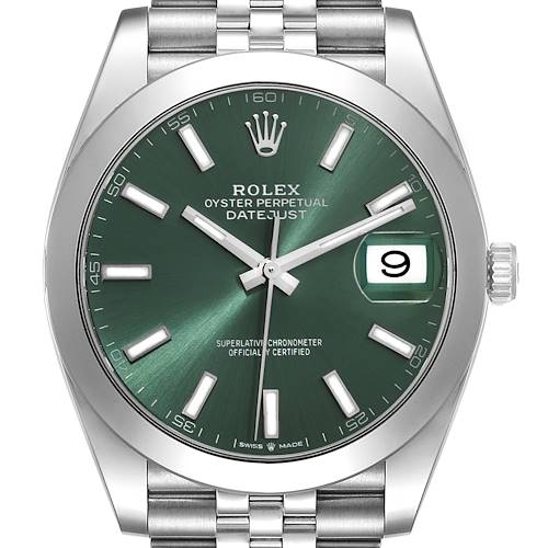 Photo of Rolex Datejust 41 Mint Green Dial Steel Mens Watch 126300 Unworn