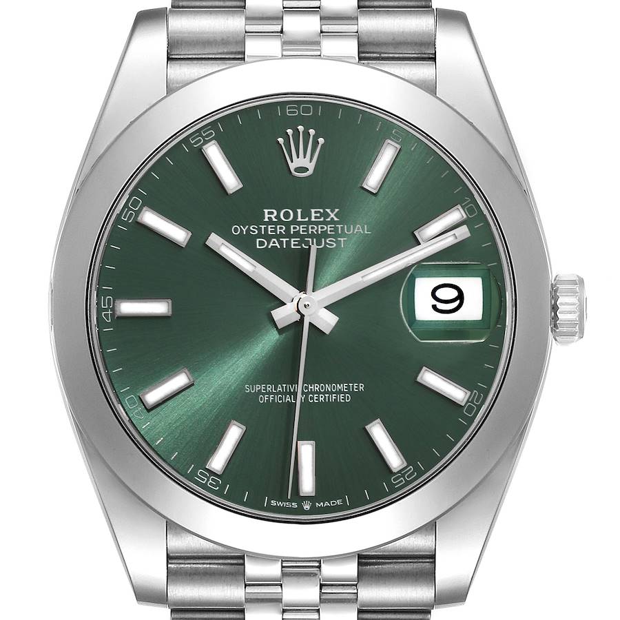 Rolex Datejust 41 Mint Green Dial Steel Mens Watch 126300 Unworn SwissWatchExpo