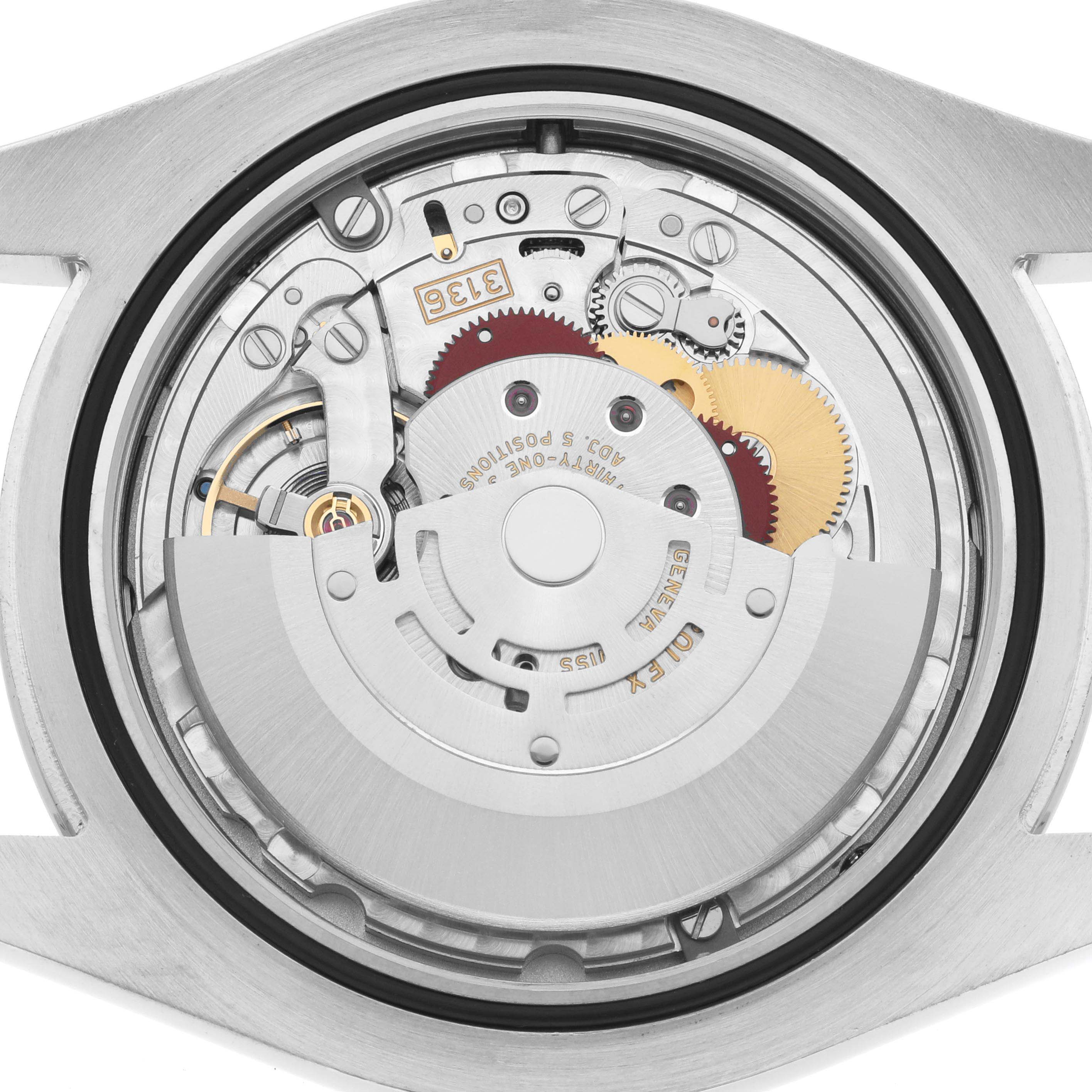 This image shows the inner mechanical movement of the Rolex Datejust 41 116300 Men
s Stainless Steel Blue Dial 116300 Men
s Stainless Steel Blue Dial watch from a back-angle view.