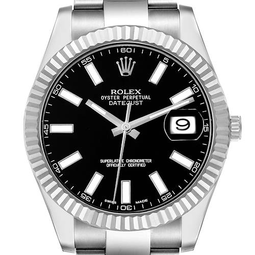 Photo of Rolex Datejust II 41mm Steel White Gold Black Dial Mens Watch 116334