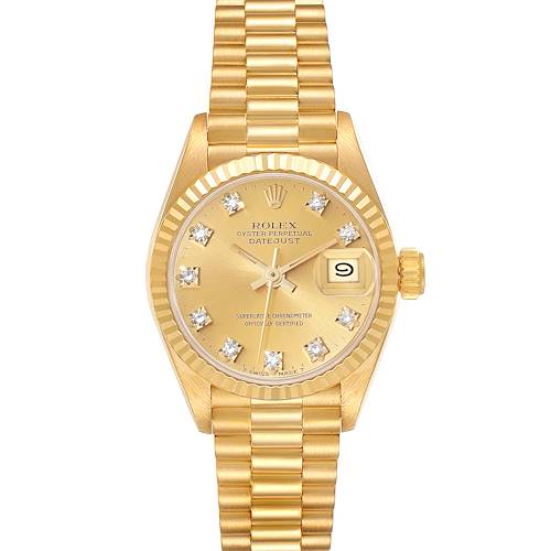 Photo of Rolex Datejust President Diamond Dial Yellow Gold Ladies Watch 69178 Box Papers