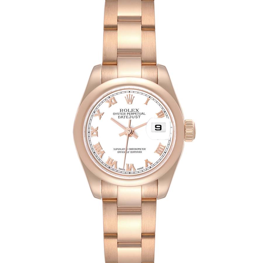 Rolex Datejust President Rose Gold White Roman Dial Ladies Watch 179165 SwissWatchExpo