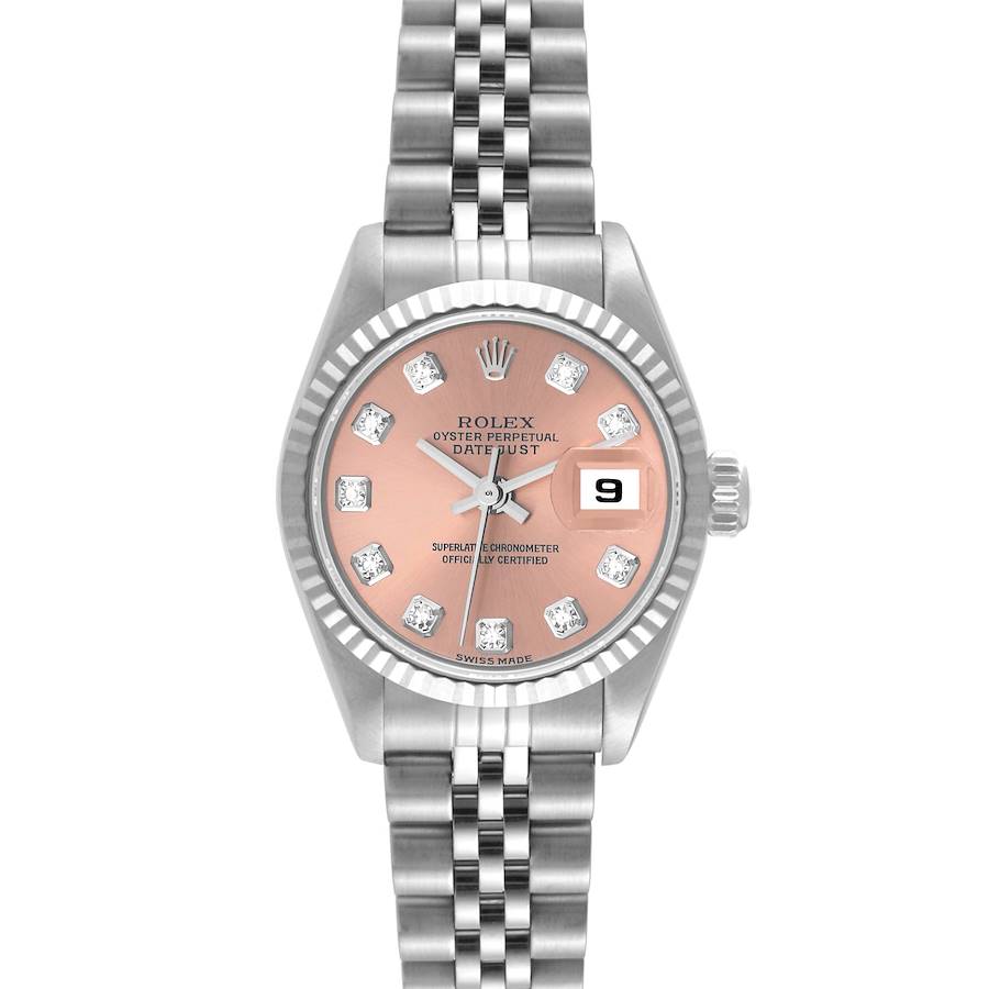 Rolex Datejust Salmon Diamond Dial White Gold Steel Ladies Watch 79174 SwissWatchExpo