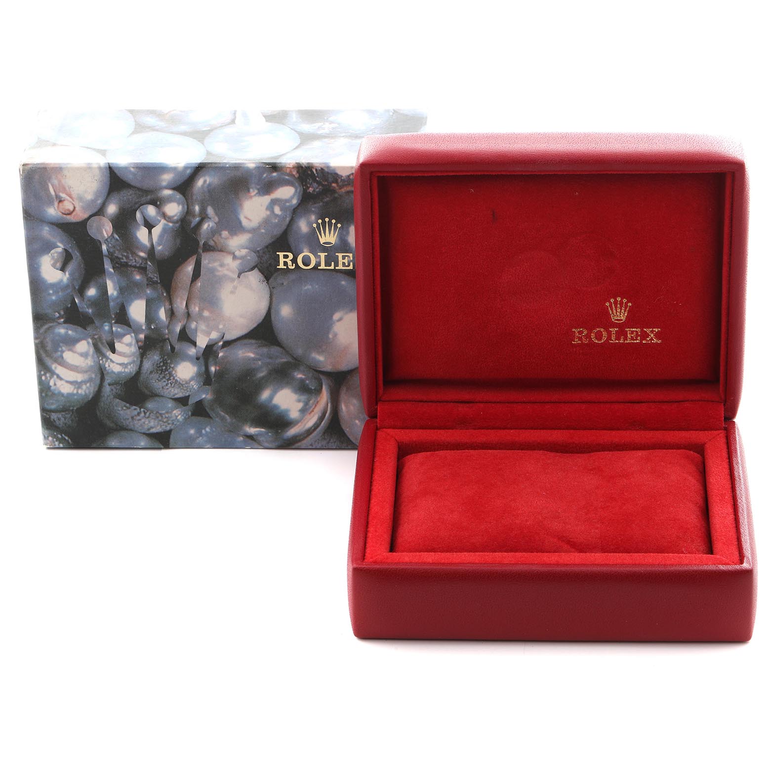 The image shows a Rolex Datejust 79173 Women's Steel and Gold (two tone) Champagne Dial 79173 Women's Steel and Gold (two tone) Champagne Dial watch box and outer packaging, with the box open and displaying the branded interior.