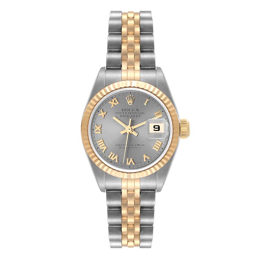 Rolex Datejust Steel Yellow Gold Slate Dial Ladies Watch 79173 Box