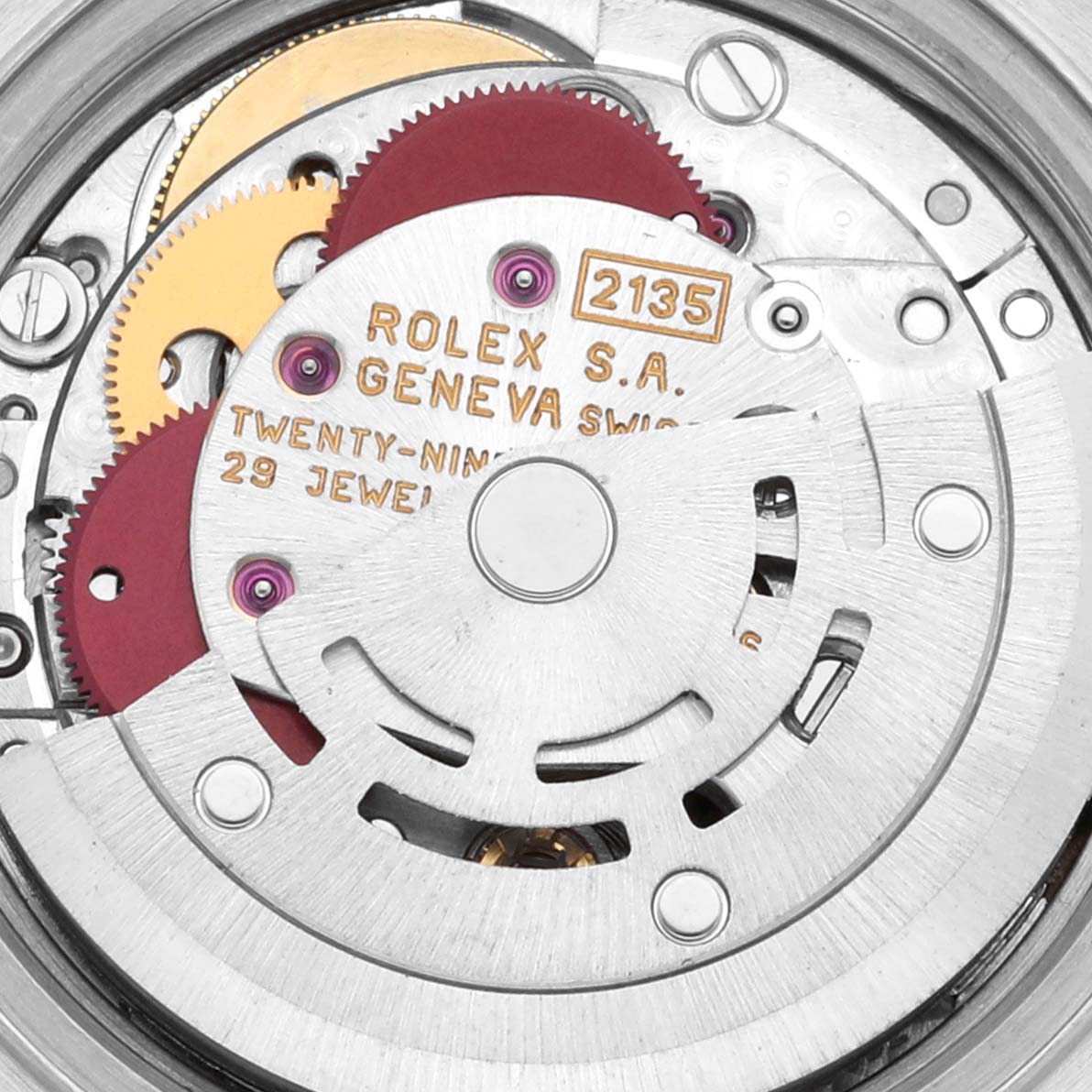 The image shows a close-up of the movement and internal mechanisms of a Rolex Datejust 69173 Women's Steel and Gold (two tone) White Dial 69173 Women's Steel and Gold (two tone) White Dial watch.