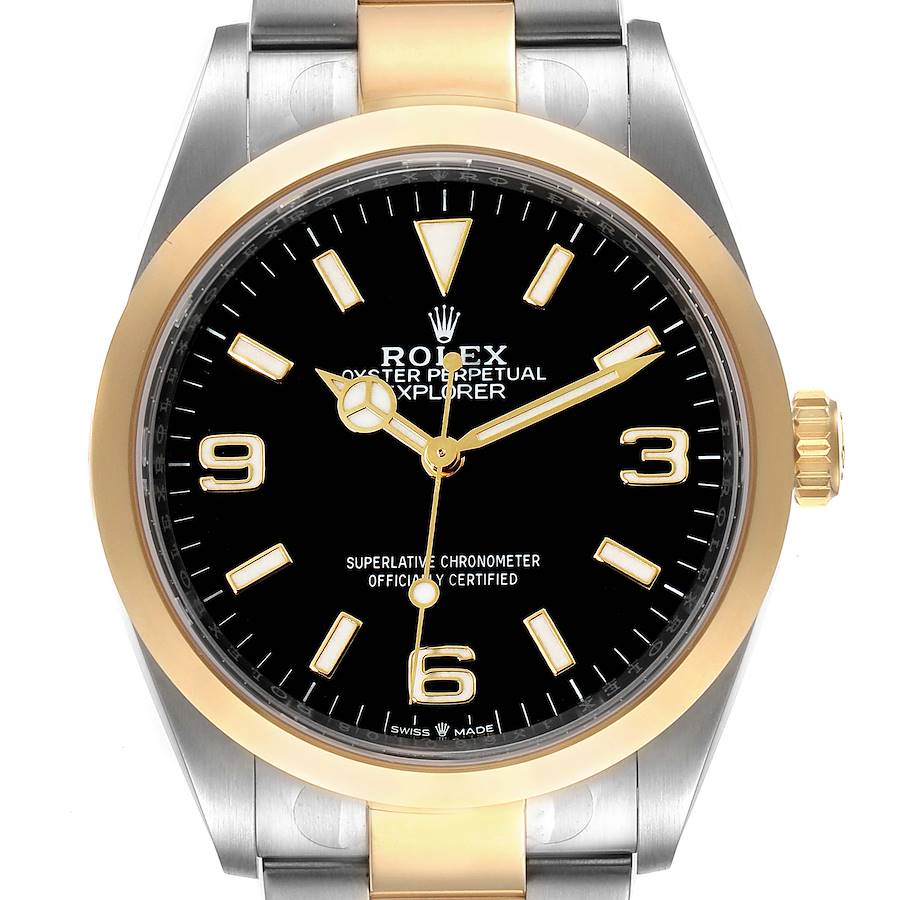 Rolex Explorer I Steel Yellow Gold Black Dial Mens Watch 124273 Unworn SwissWatchExpo