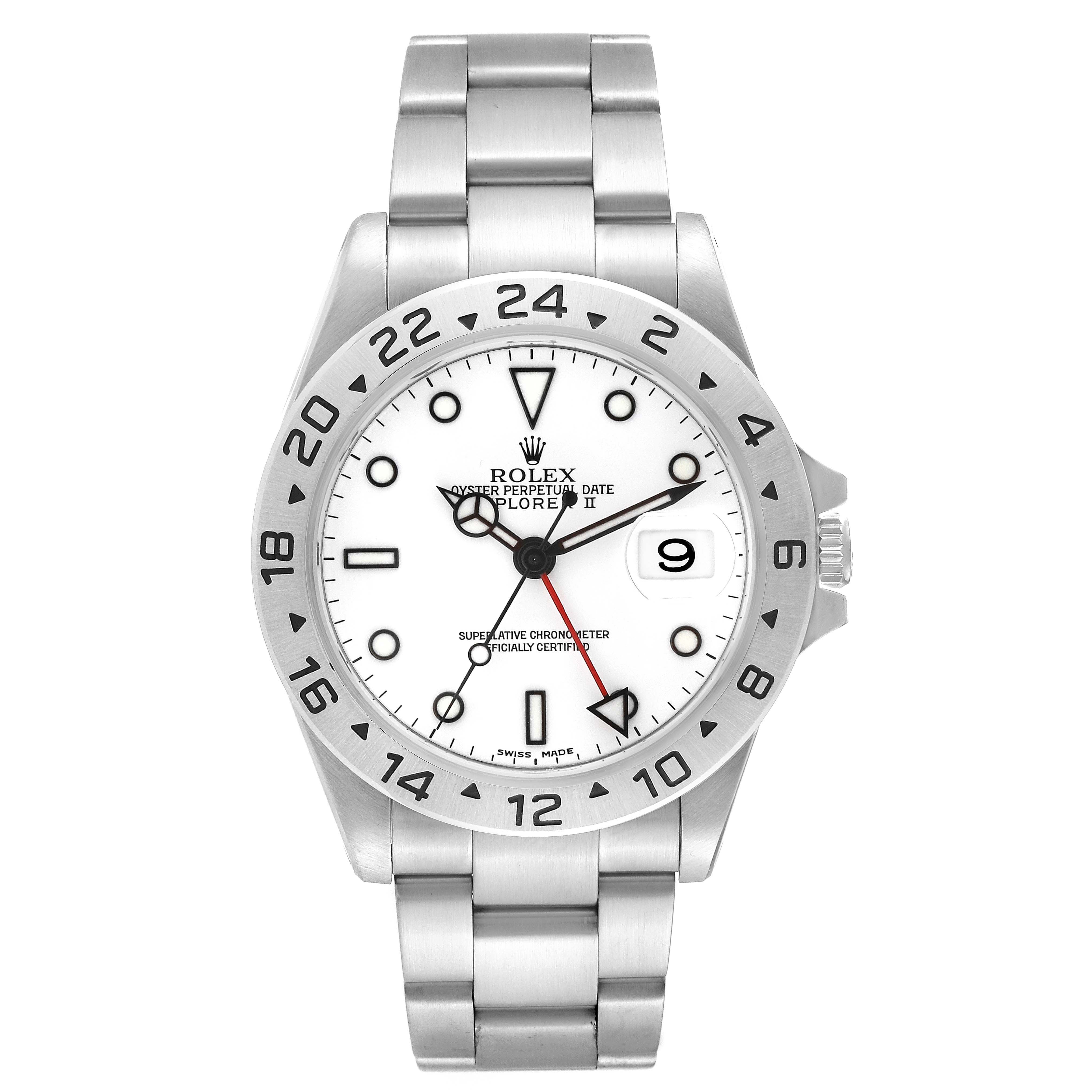 The image shows a Rolex Explorer 16570 Men's Stainless Steel White Dial 16570 Men's Stainless Steel White Dial watch from a front angle, displaying its dial, bezel, hands, and bracelet.