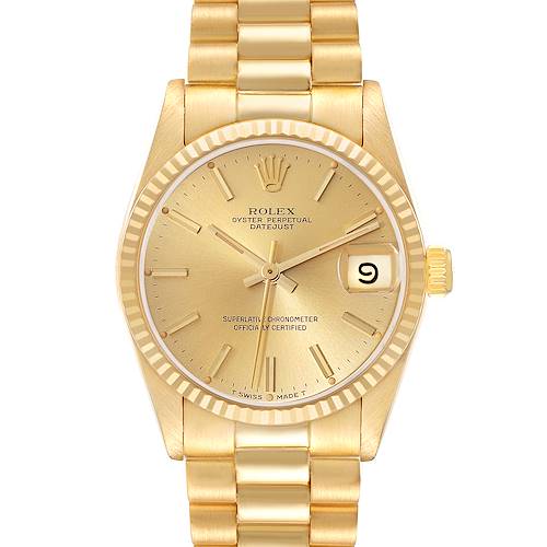 Photo of Rolex President Datejust 31 Midsize Yellow Gold Ladies Watch 68278 Box Papers