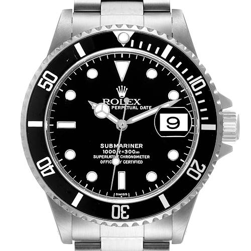 Photo of Rolex Submariner Black Dial Steel Mens Watch 16610 Box Service Card