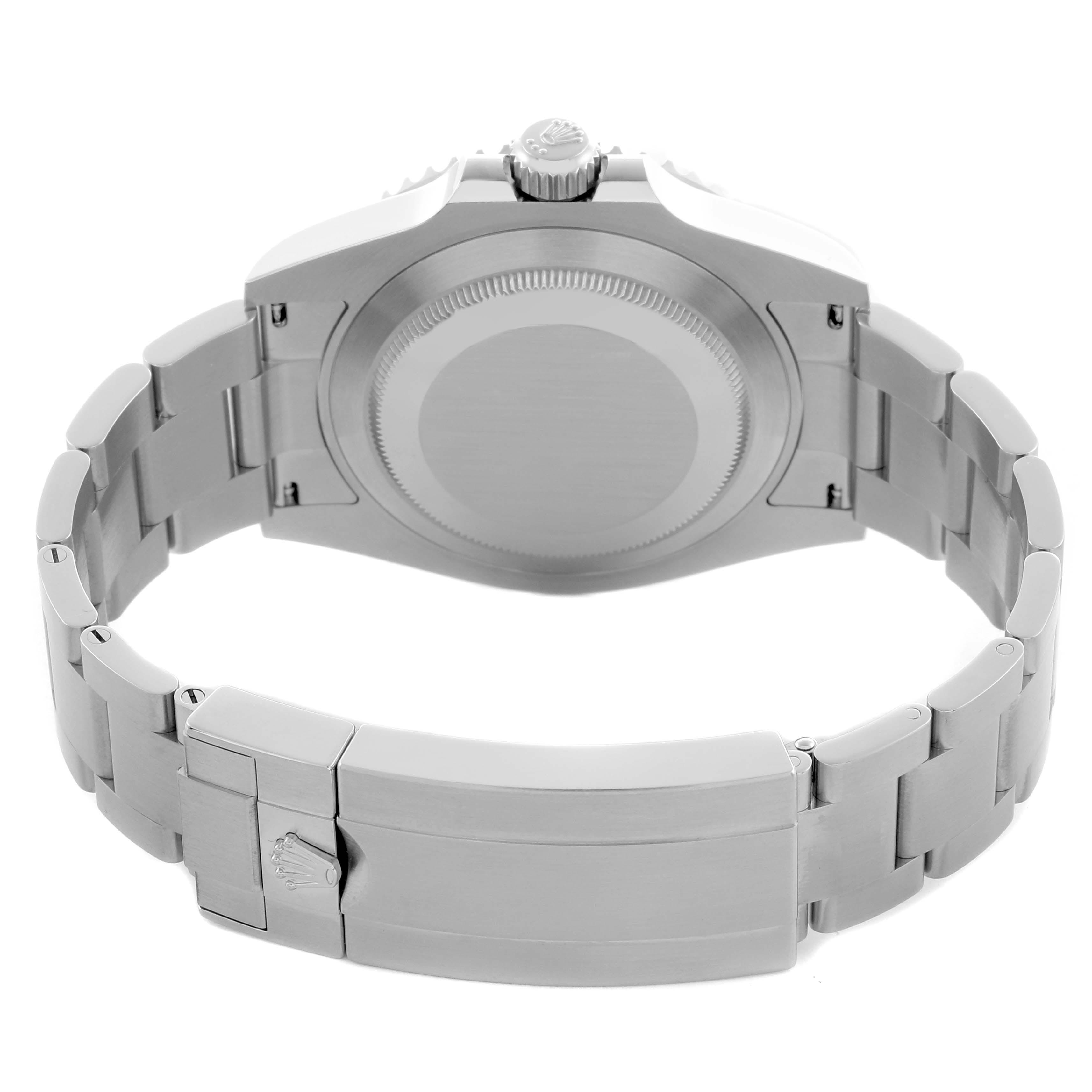 The image shows the back view of a Rolex Submariner 126610LV Men's Stainless Steel Black Dial 126610LV Men's Stainless Steel Black Dial, highlighting its bracelet and clasp.