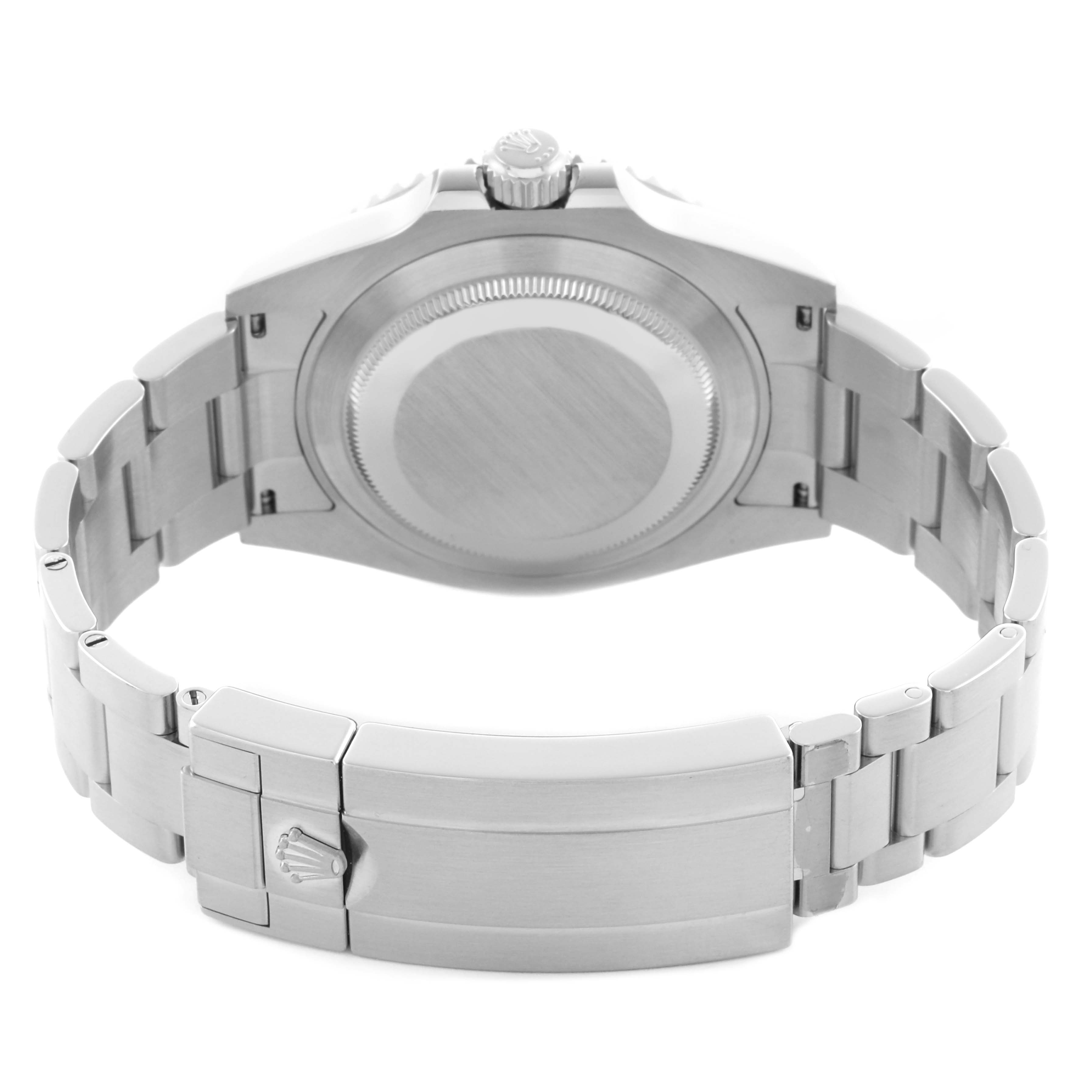 The image shows the back view of a Rolex Submariner 126610LV Men's Stainless Steel Black Dial 126610LV Men's Stainless Steel Black Dial, highlighting the case back, bracelet, and clasp.