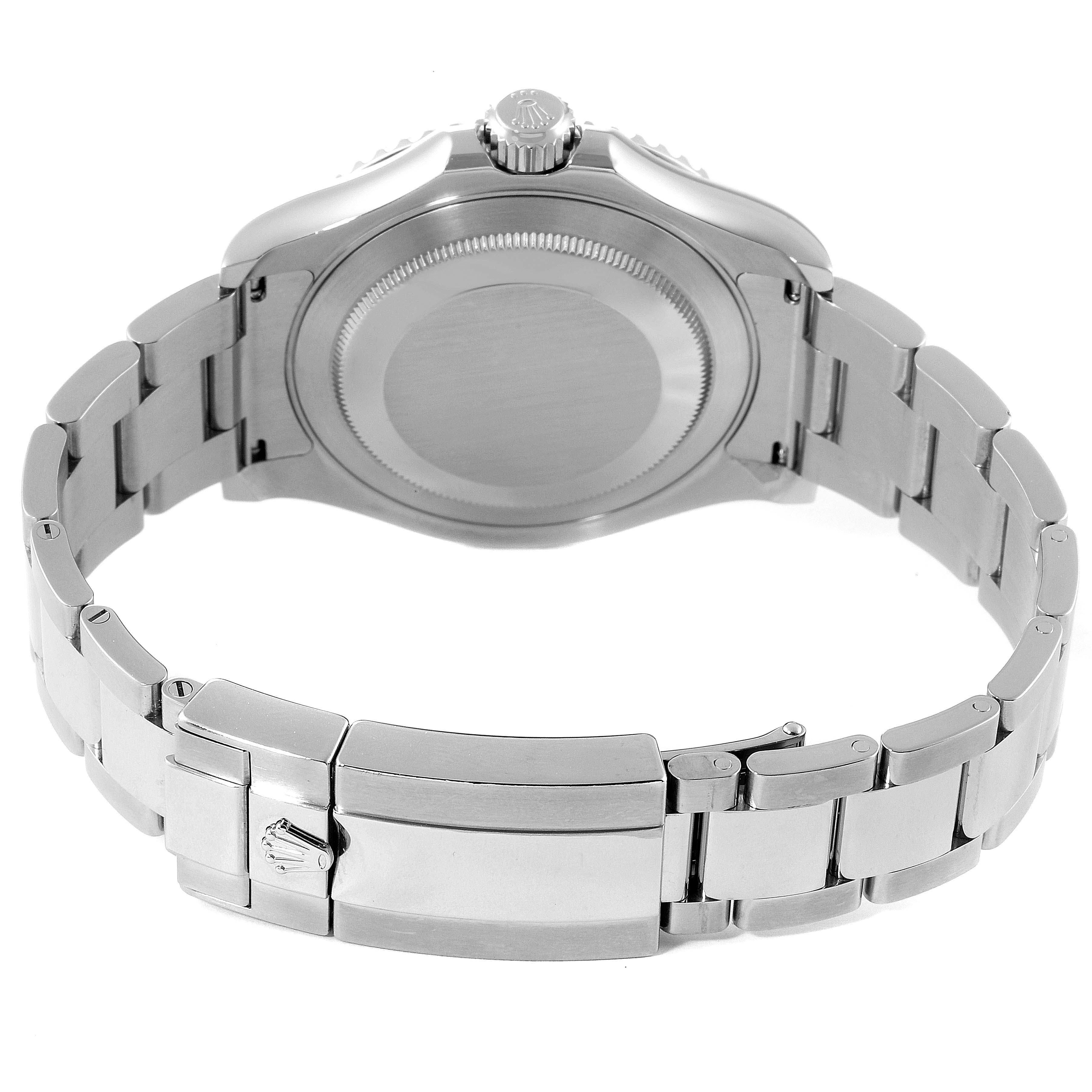 The image shows the back and bracelet clasp of a Rolex Yacht-Master 116622 Men's Stainless Steel Blue Dial 116622 Men's Stainless Steel Blue Dial watch from a rear angle.