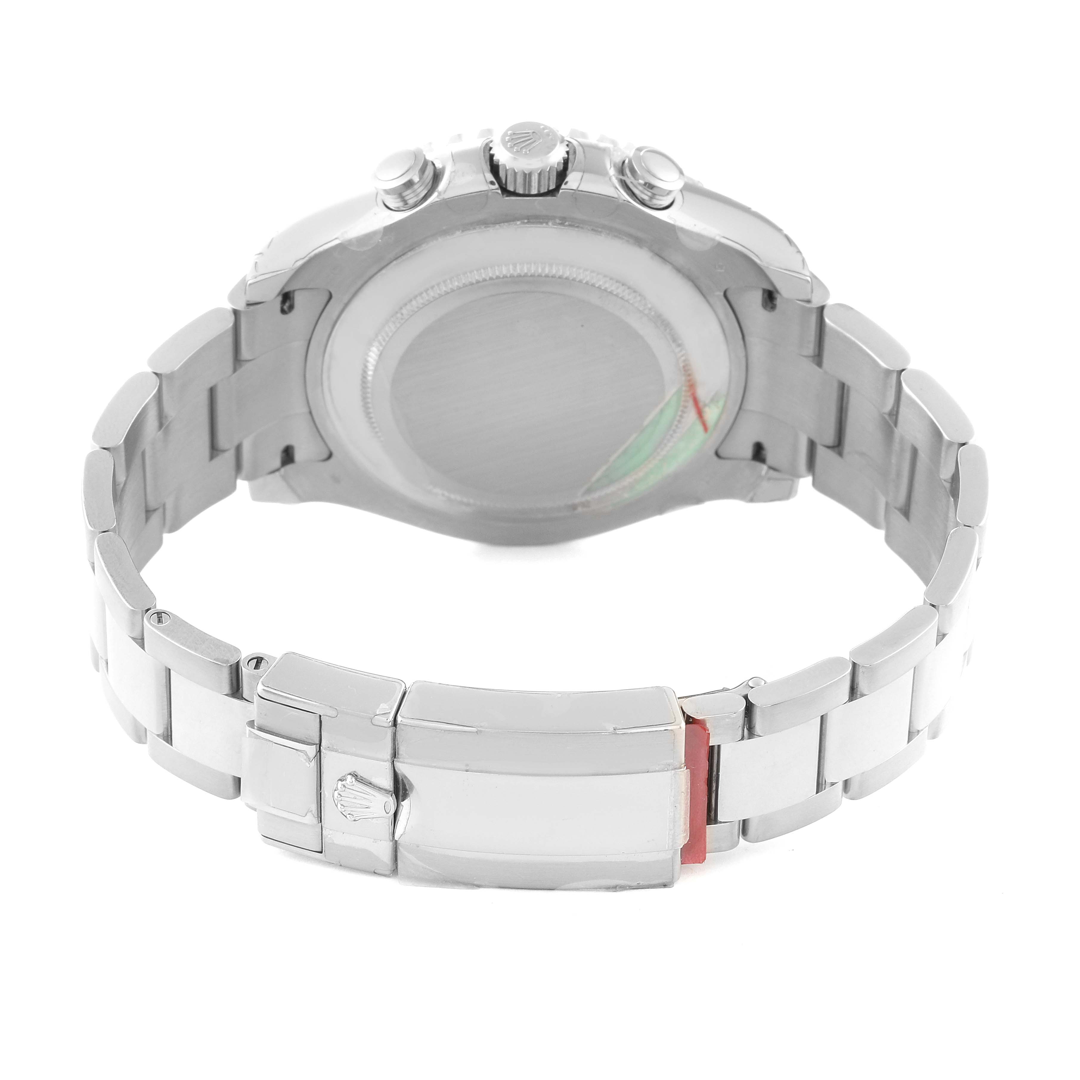 The image displays the back view of a Rolex Yacht-Master 116689 Men's White Gold White Dial 116689 Men's White Gold White Dial watch, showing the bracelet and clasp.