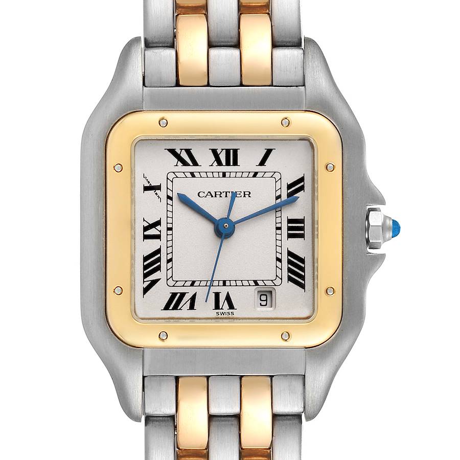 Cartier Panthere Large Steel Yellow Gold Two Row Ladies Watch W25028B6 SwissWatchExpo