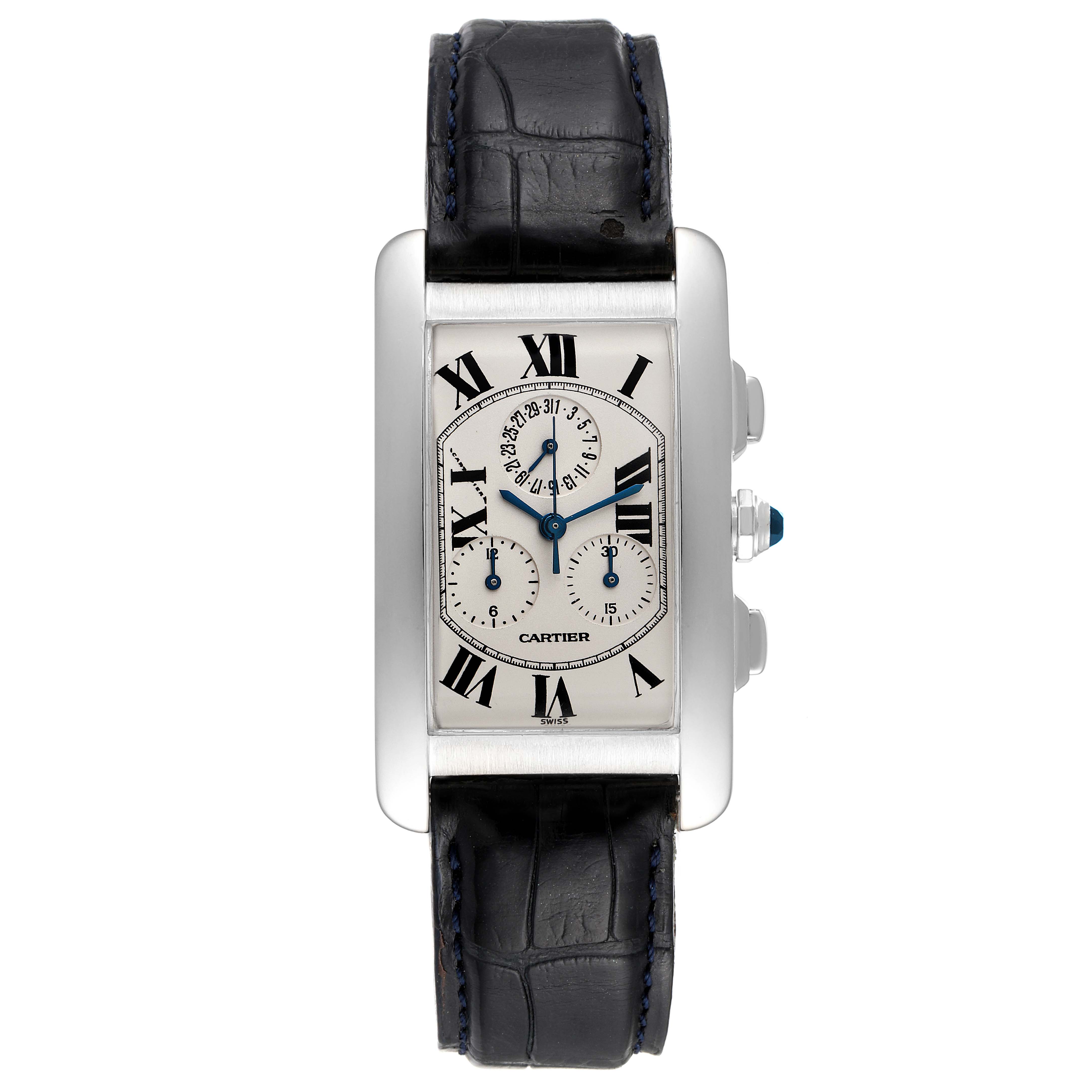 Cartier Tank Americaine Chronograph White Gold Mens Watch W2603358 ...