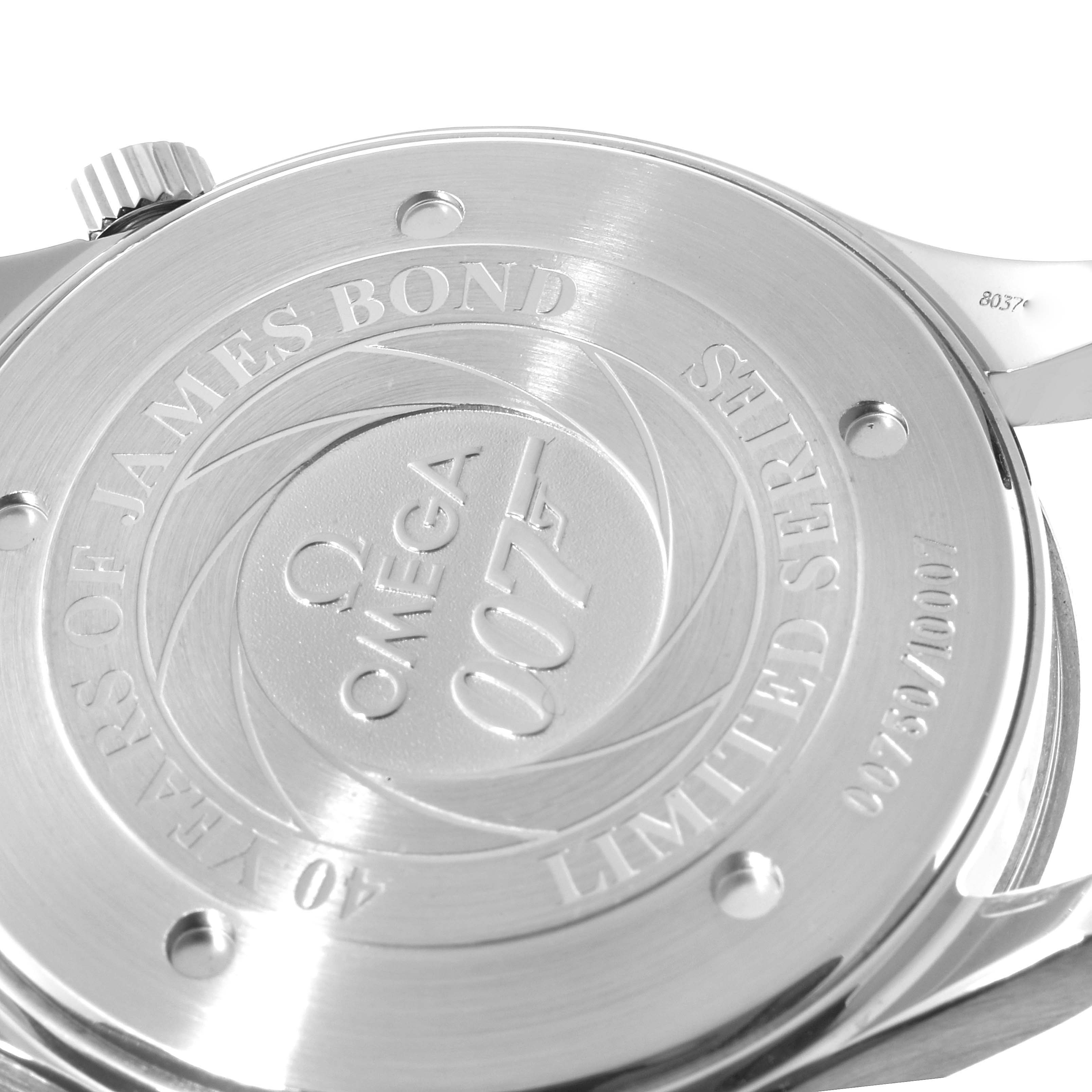The image shows the case back of the Omega Seamaster 2537.80.00 Men's Stainless Steel Blue Dial 2537.80.00 Men's Stainless Steel Blue Dial watch, part of the James Bond Limited Series.