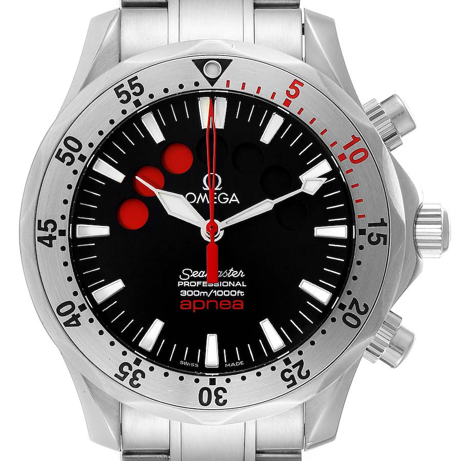 Omega Seamaster Apnea Jacques Mayol Black Dial Mens Watch 2595.50.00 Card SwissWatchExpo