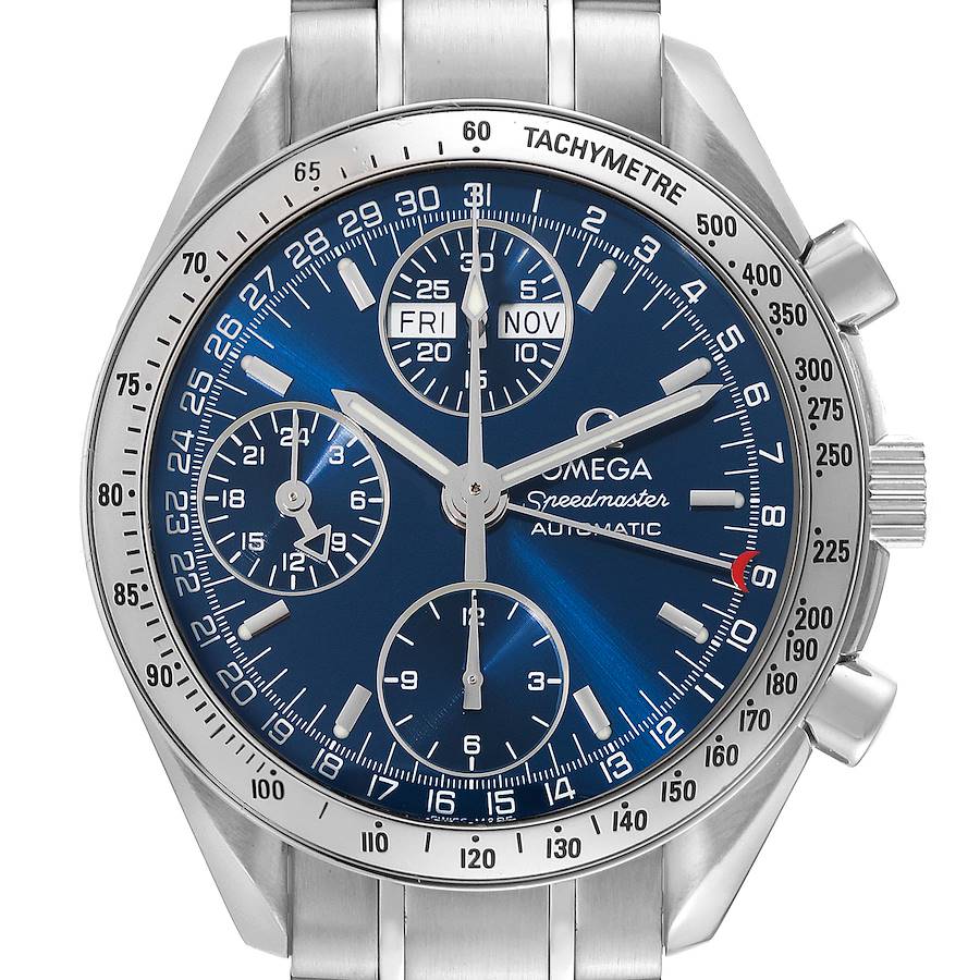 Omega Speedmaster Day-Date 39 Blue Dial Steel Mens Watch 3523.80.00 SwissWatchExpo