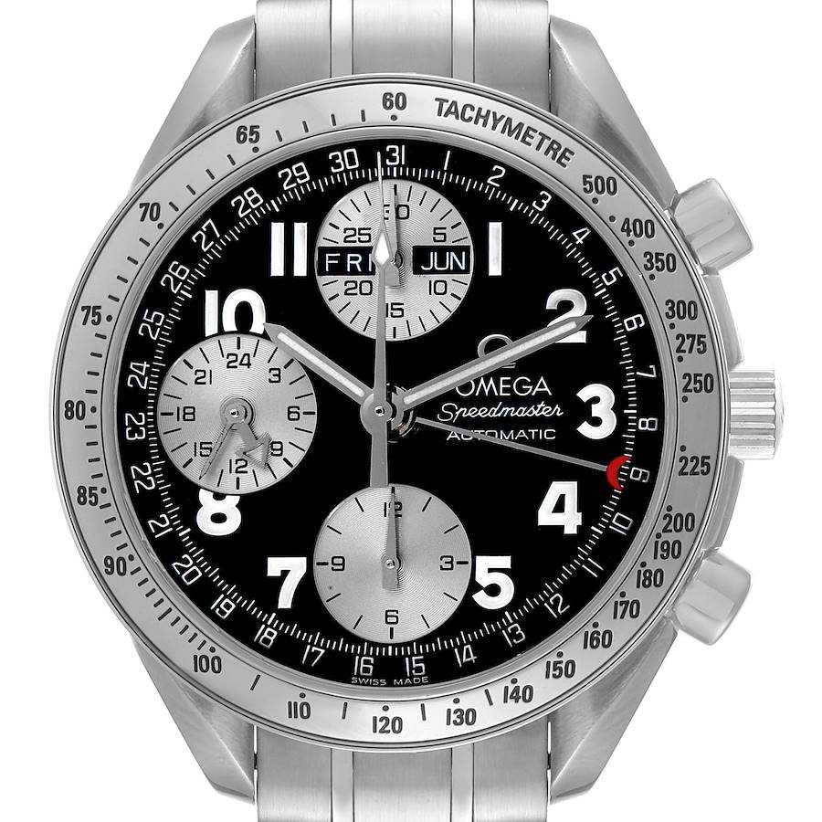 Omega Speedmaster Triple Calendar Black Arabic Dial Watch 3523.51.00 Box Card SwissWatchExpo