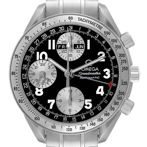 Photo of Omega Speedmaster Triple Calendar Black Arabic Dial Watch 3523.51.00 Box Card