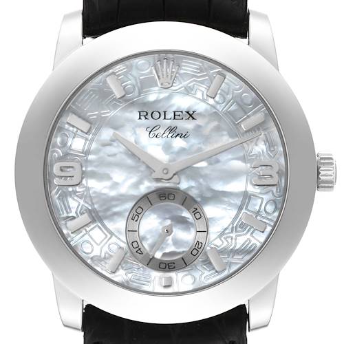 Photo of Rolex Cellini Cellinium Platinum Mother of Pearl Dial Mens Watch 5240 Box Papers