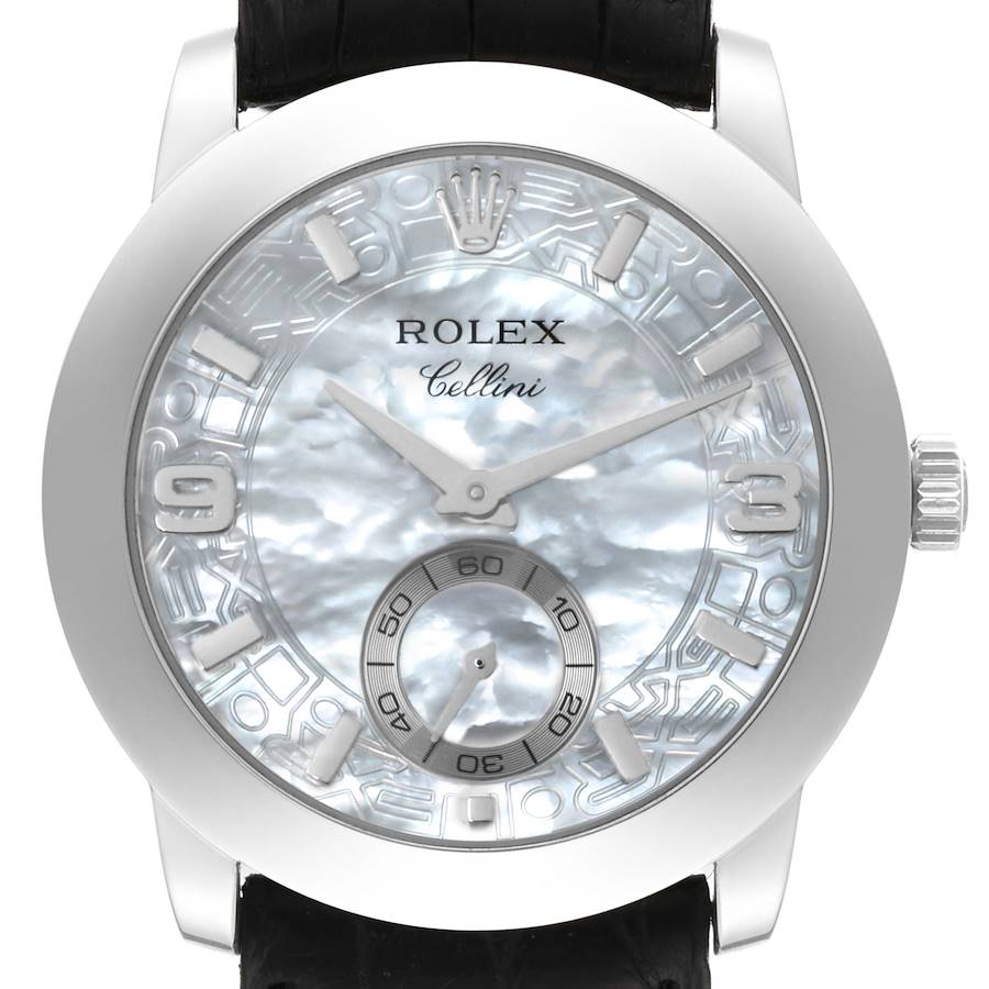 Rolex Cellini Cellinium Platinum Mother of Pearl Dial Mens Watch 5240 Box Papers SwissWatchExpo