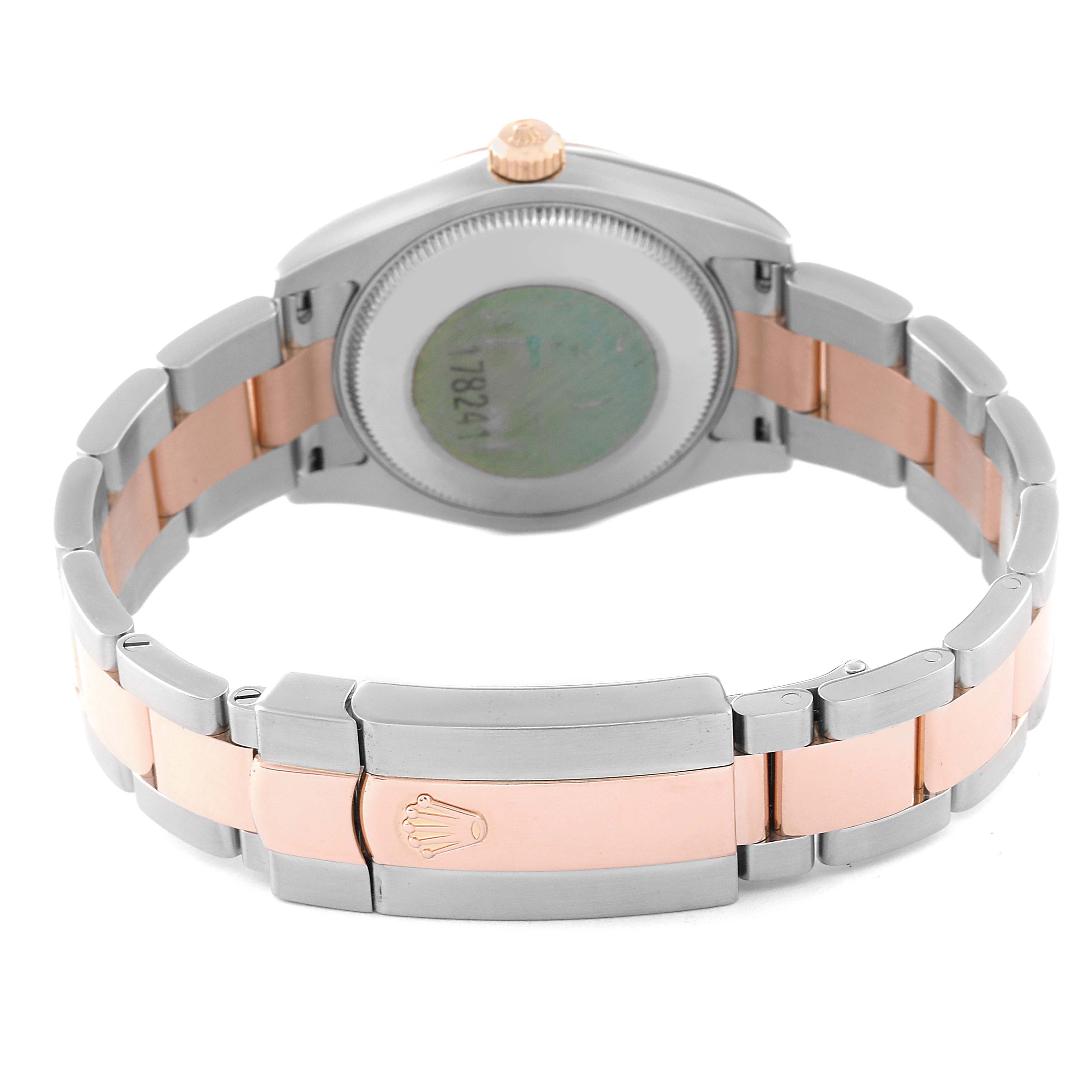 The image shows the back view of a Rolex Mid-Size 178241 Women's Steel and Gold (two tone) Grey Dial 178241 Women's Steel and Gold (two tone) Grey Dial watch, showcasing the clasp and bracelet.