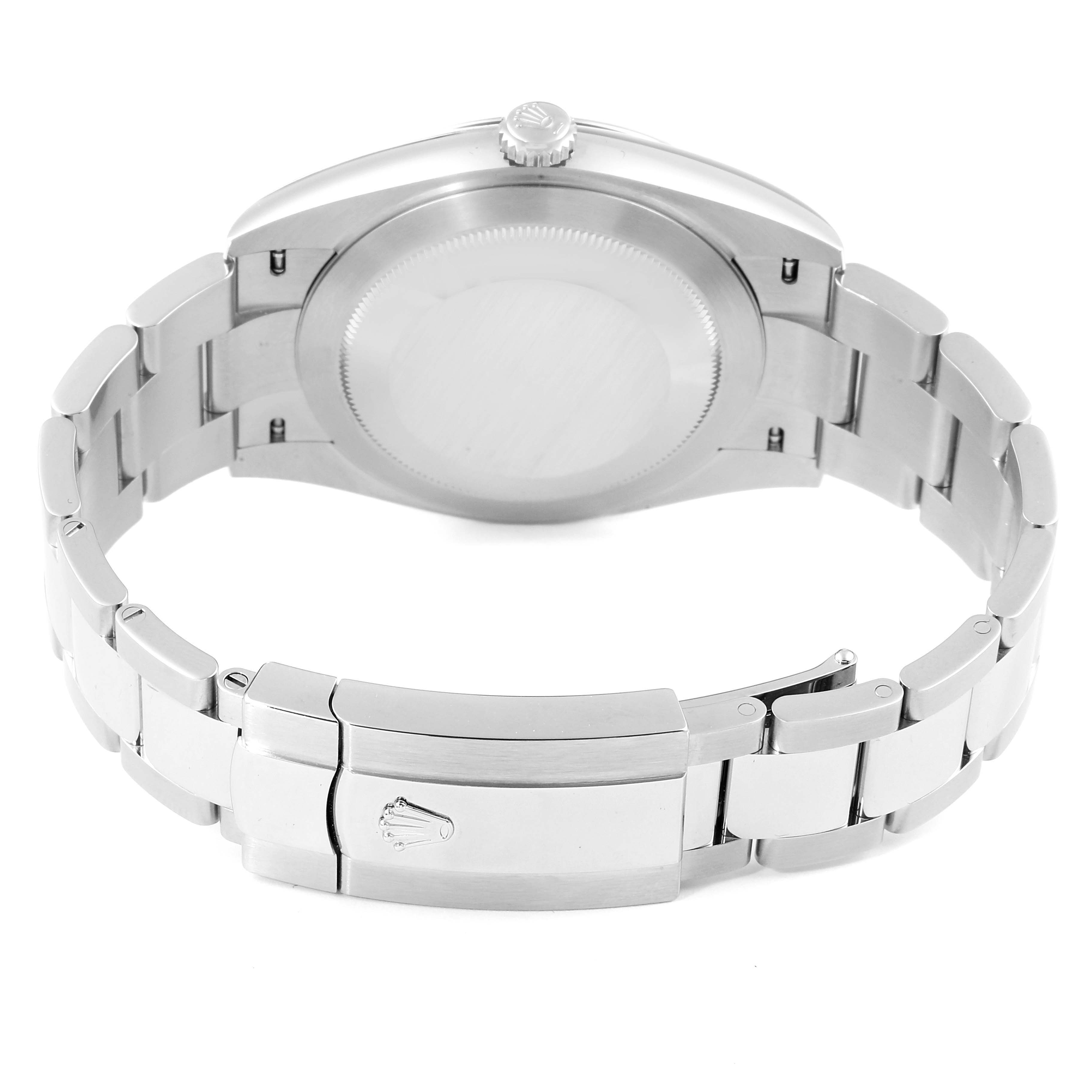 This image shows the back case and bracelet of a Rolex Datejust 41 126334 Men's Stainless Steel White Dial 126334 Men's Stainless Steel White Dial model, highlighting the clasp and crown.