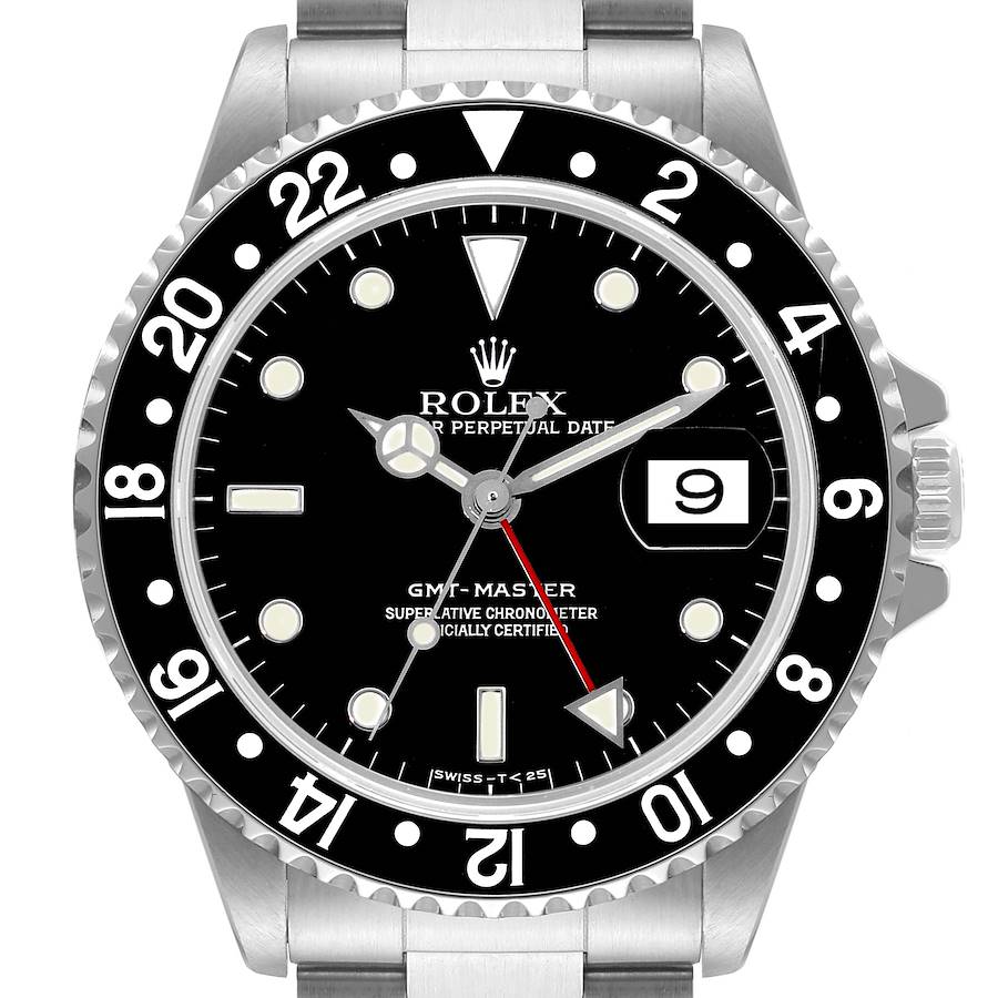 Rolex GMT Master Black Bezel Automatic Steel Mens Watch 16700 Box Papers SwissWatchExpo
