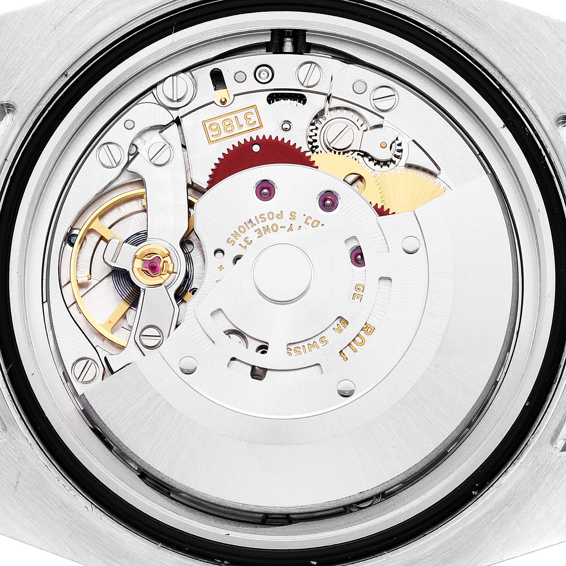 The image shows the internal movement mechanism of a Rolex GMT-Master 116710 Men's Stainless Steel Black Dial 116710 Men's Stainless Steel Black Dial watch from a back view.