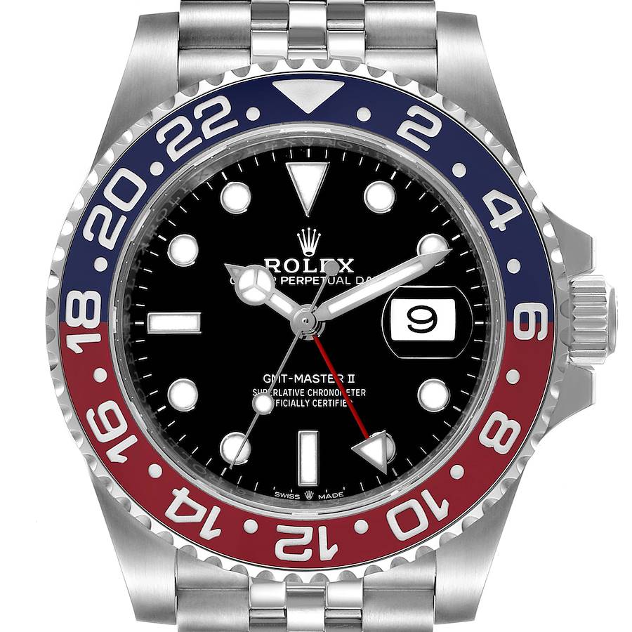 Rolex GMT Master II Pepsi Bezel Jubilee Steel Mens Watch 126710 BLRO Unworn SwissWatchExpo
