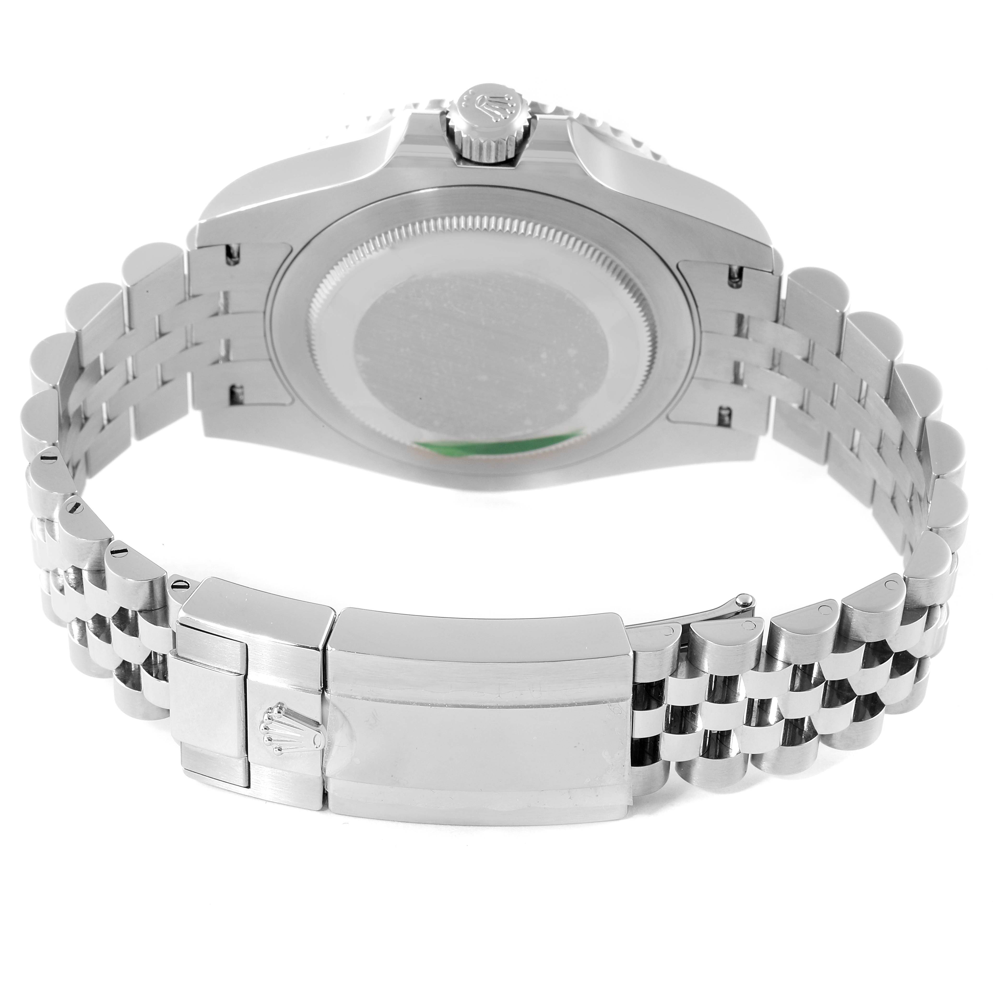 The image shows the backside and bracelet clasp of a Rolex GMT-Master 126710BLRO Men
s Stainless Steel Black Dial 126710BLRO Men
s Stainless Steel Black Dial watch, viewed from the rear.