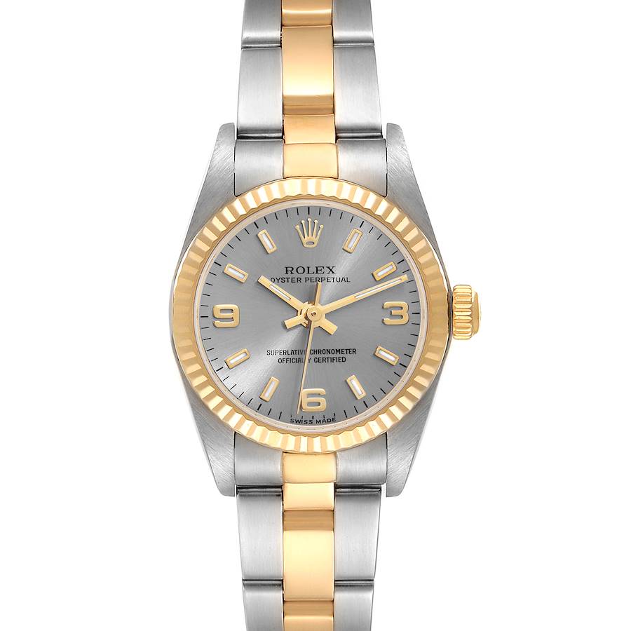 Rolex Oyster Perpetual Slate Dial Steel Yellow Gold Ladies Watch 76193 Box Paper SwissWatchExpo