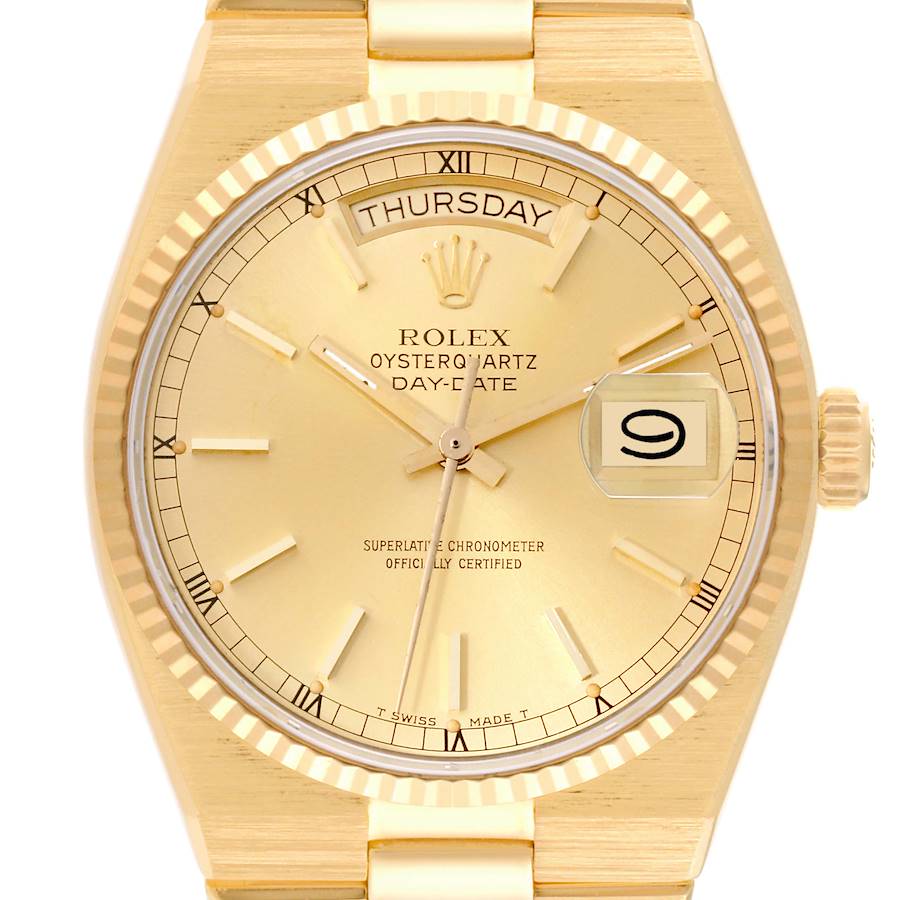 Rolex Oysterquartz President Day-Date Yellow Gold Mens Watch 19018 SwissWatchExpo