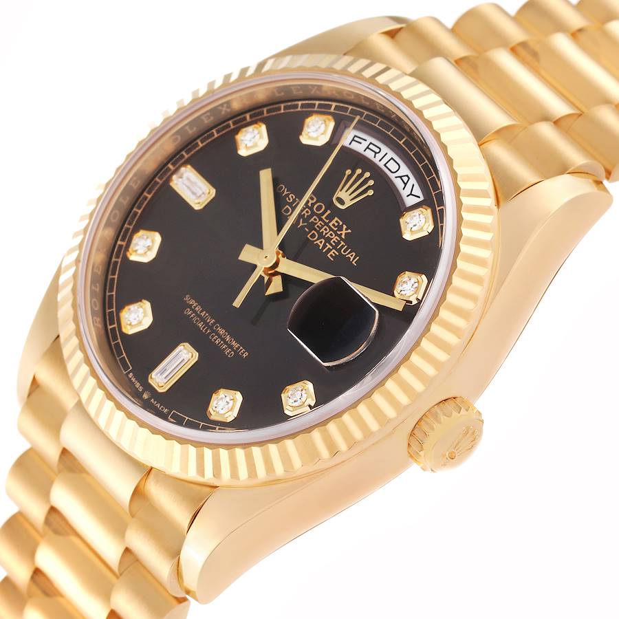 Rolex President Day-Date Yellow Gold Diamond Dial Mens Watch 128238 Box ...